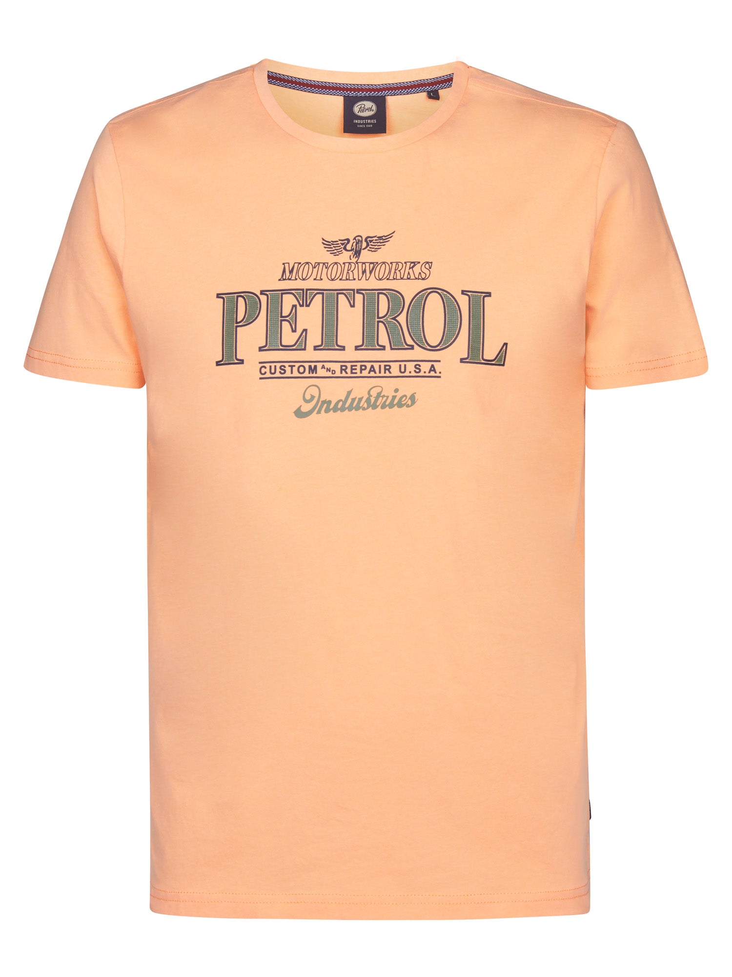 Petrol Industries Men T-Shirt Short Sleeve Classic Print Regular Fit Tropical Orange