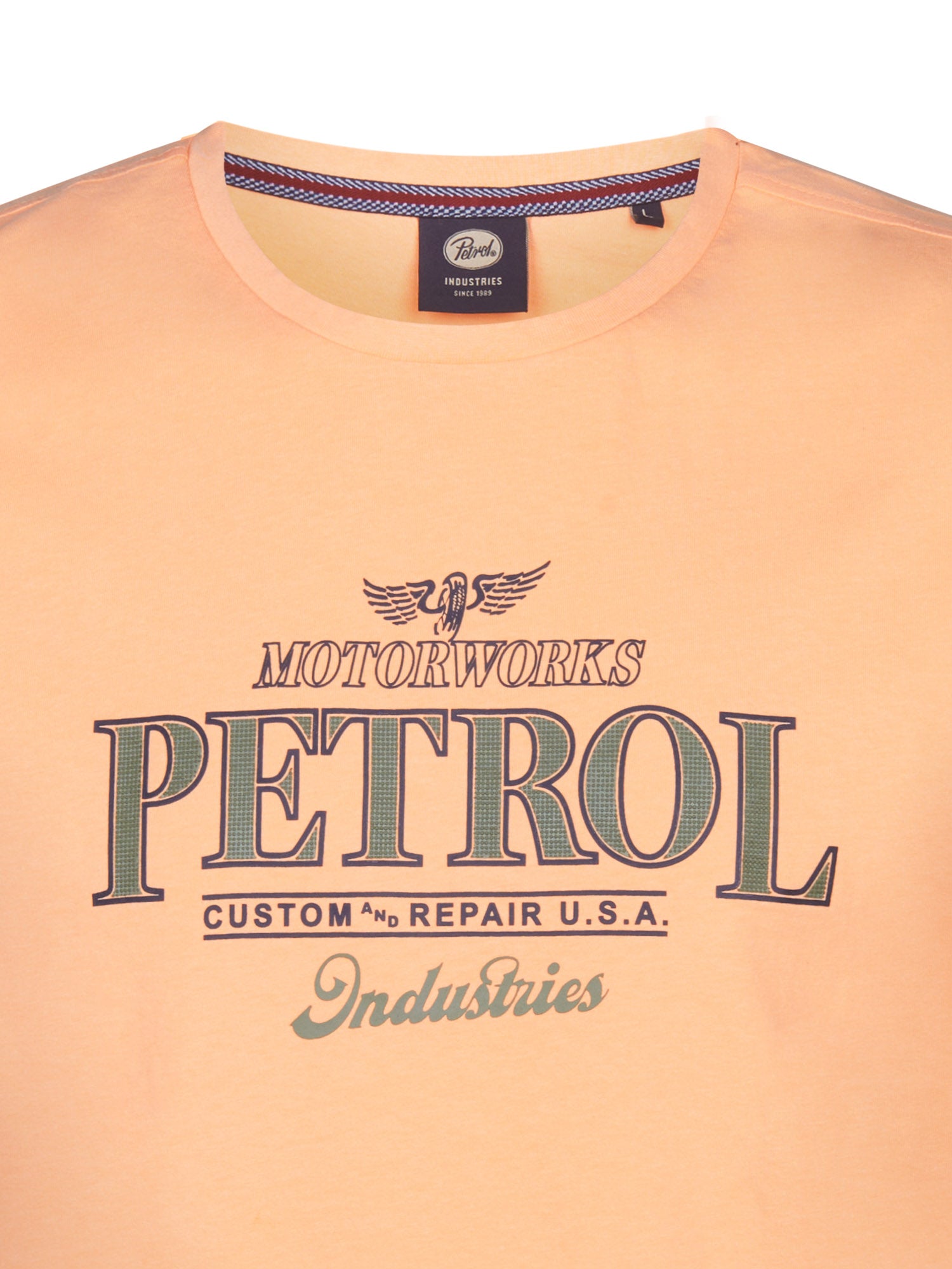 Petrol Industries Men T-Shirt Short Sleeve Classic Print Regular Fit Tropical Orange