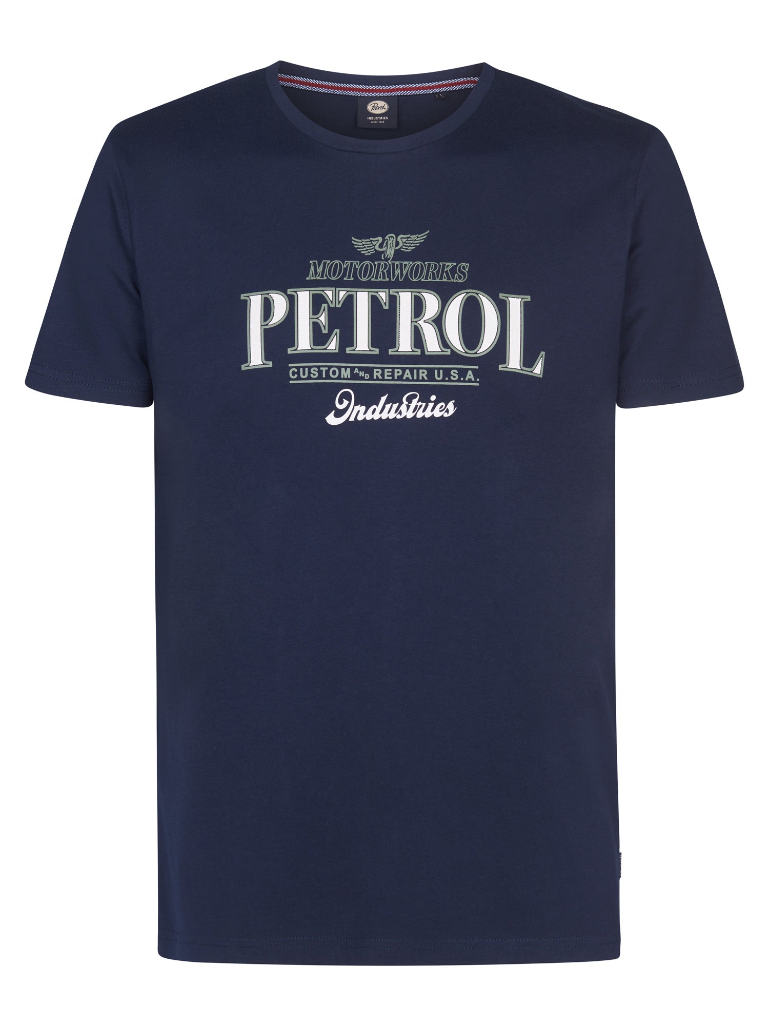 Petrol Industries Men T-Shirt Short Sleeve Classic Print Regular Fit Navy Blue