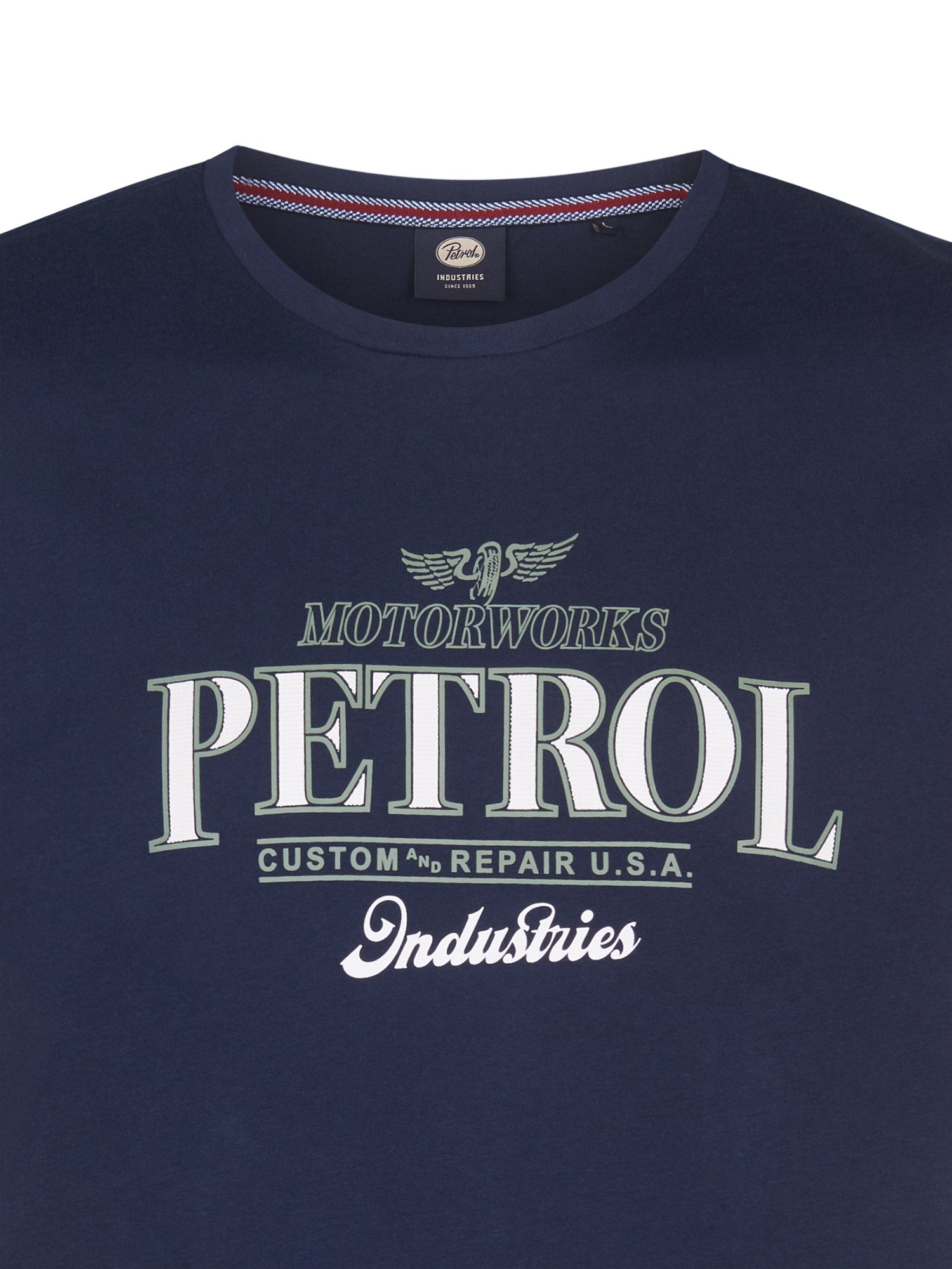 Petrol Industries Men T-Shirt Short Sleeve Classic Print Regular Fit Navy Blue