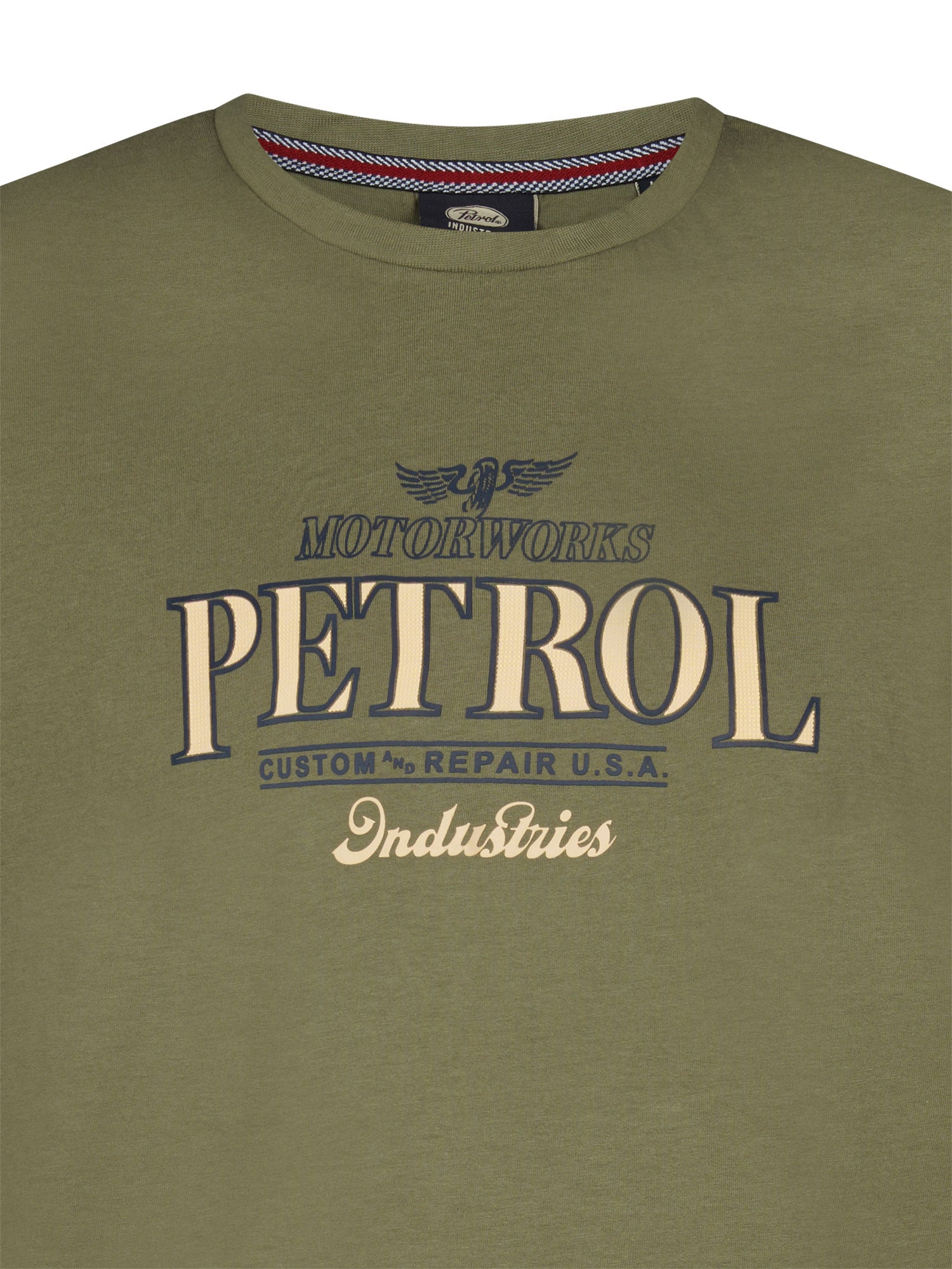 Petrol Industries Men T-Shirt Short Sleeve Classic Print Regular Fit Dusty Army