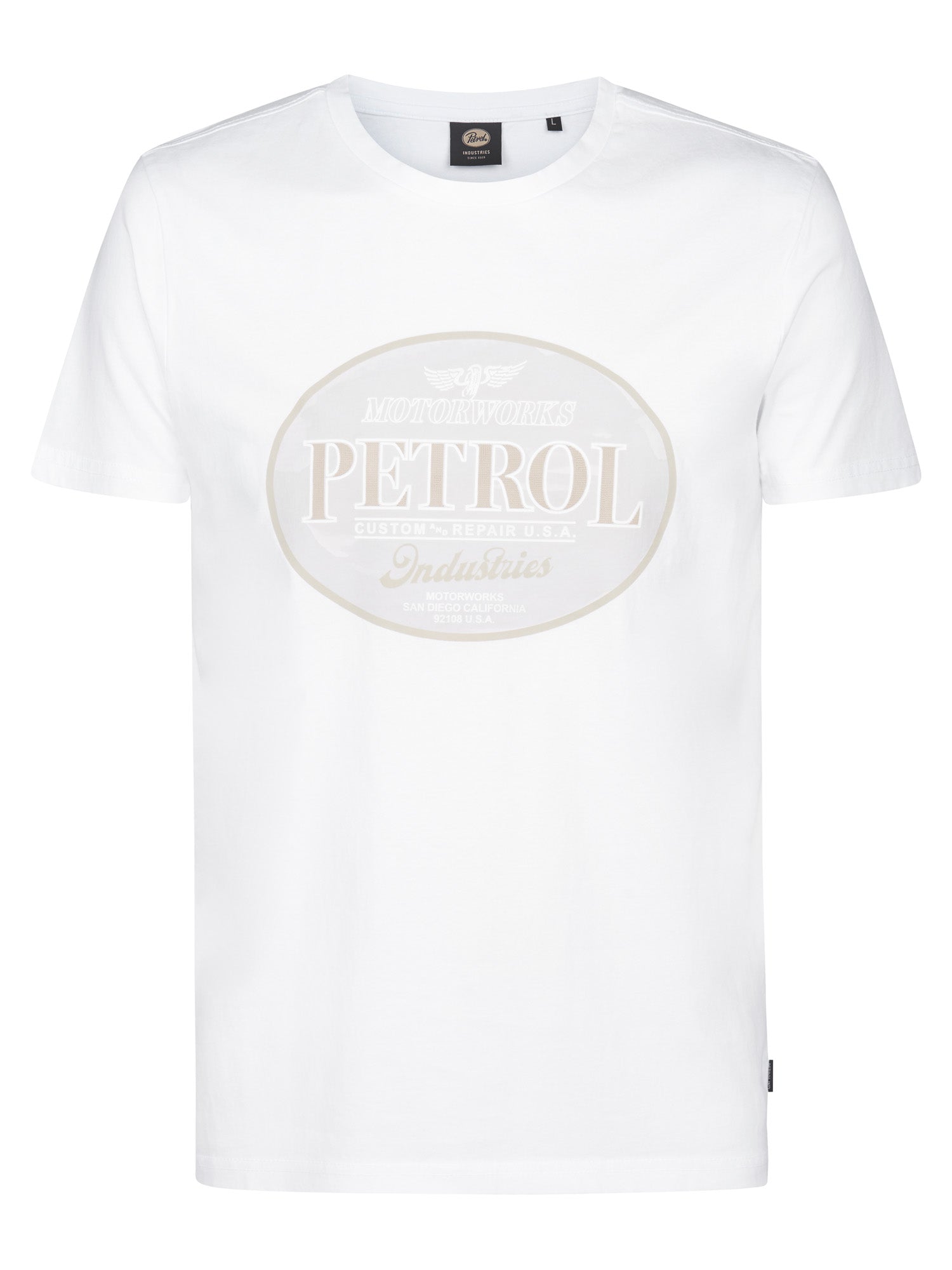 Petrol Industries Men T-Shirt Short Sleeve Classic Print Regular Fit Bright White