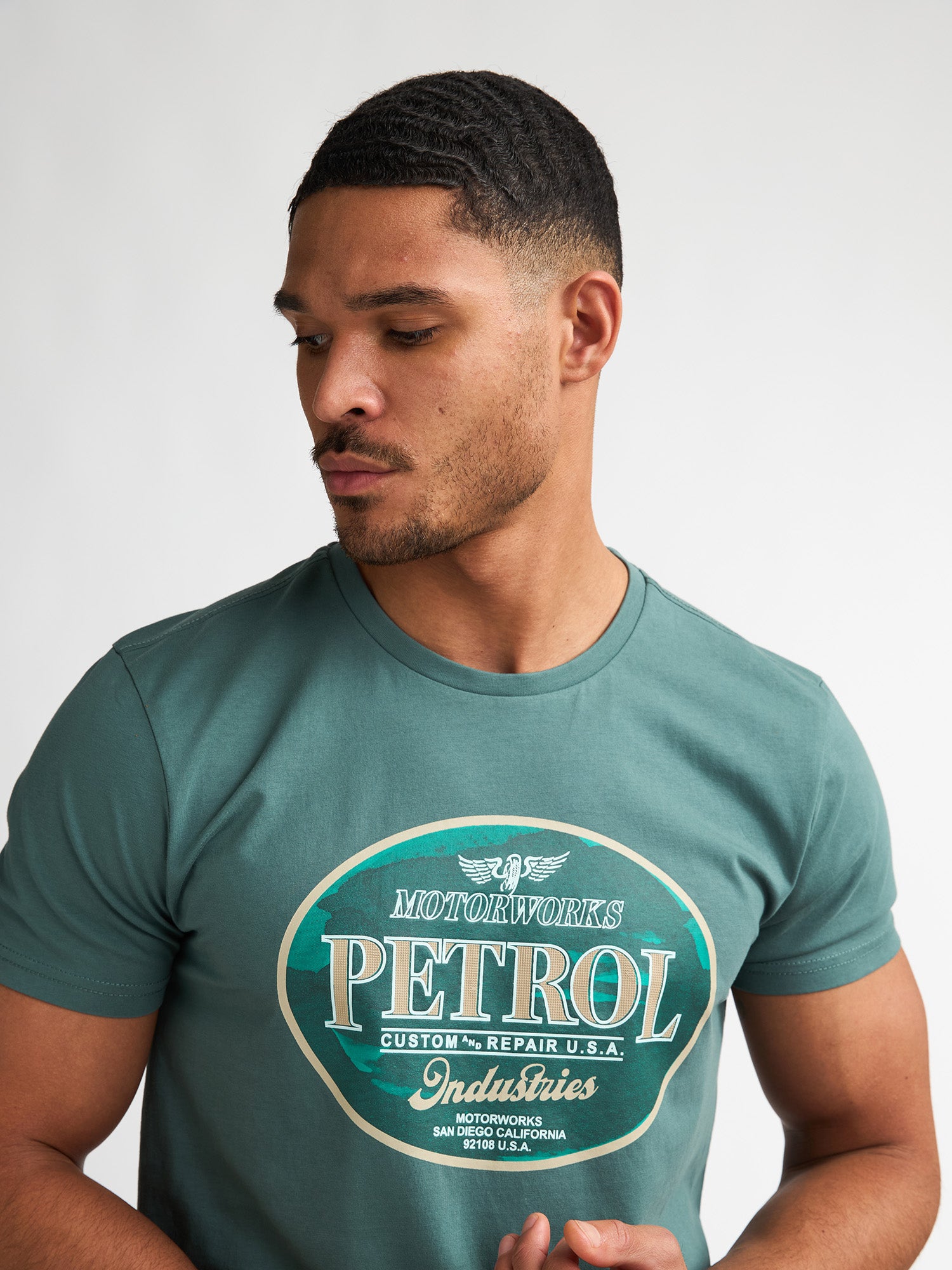 Petrol Industries Men T-Shirt Short Sleeve Classic Print Regular Fit Oil Green