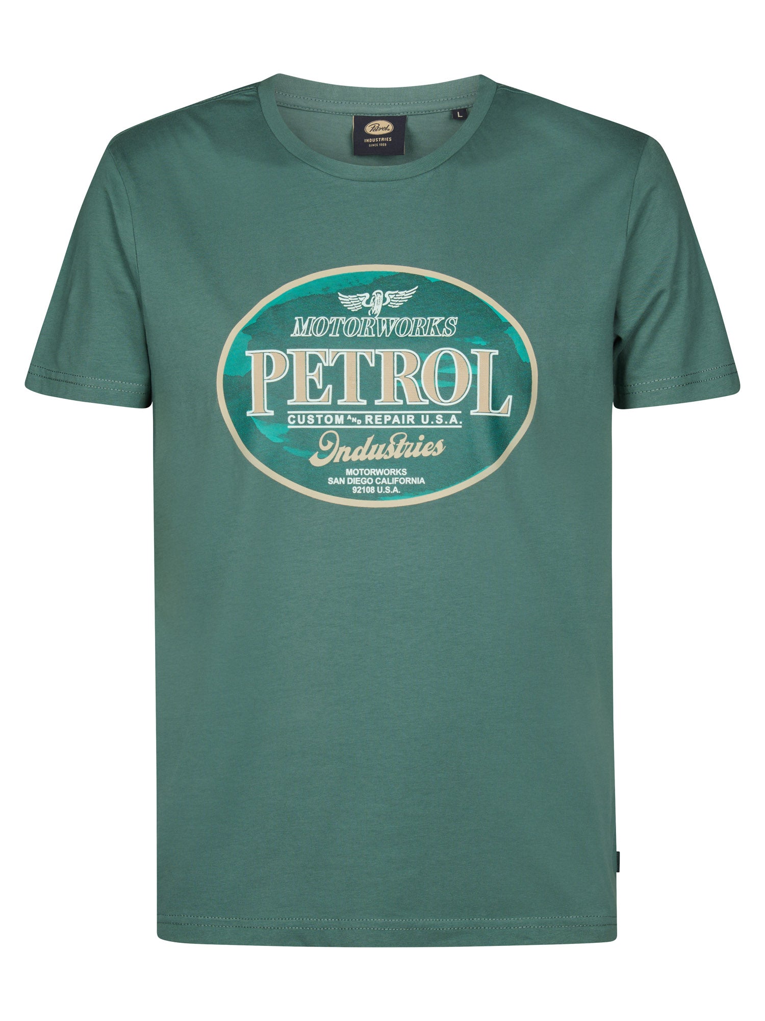 Petrol Industries Men T-Shirt Short Sleeve Classic Print Regular Fit Oil Green