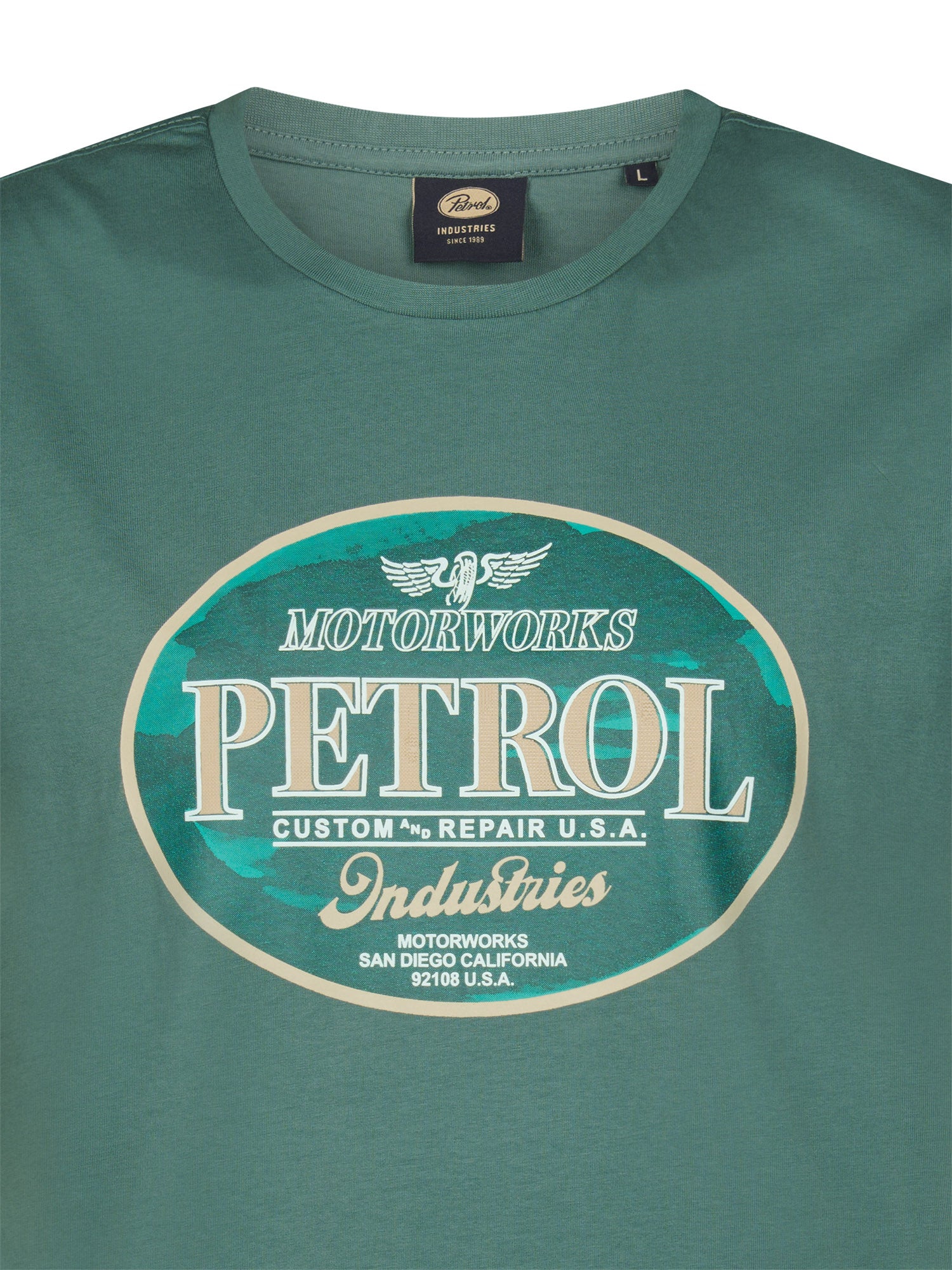 Petrol Industries Men T-Shirt Short Sleeve Classic Print Regular Fit Oil Green