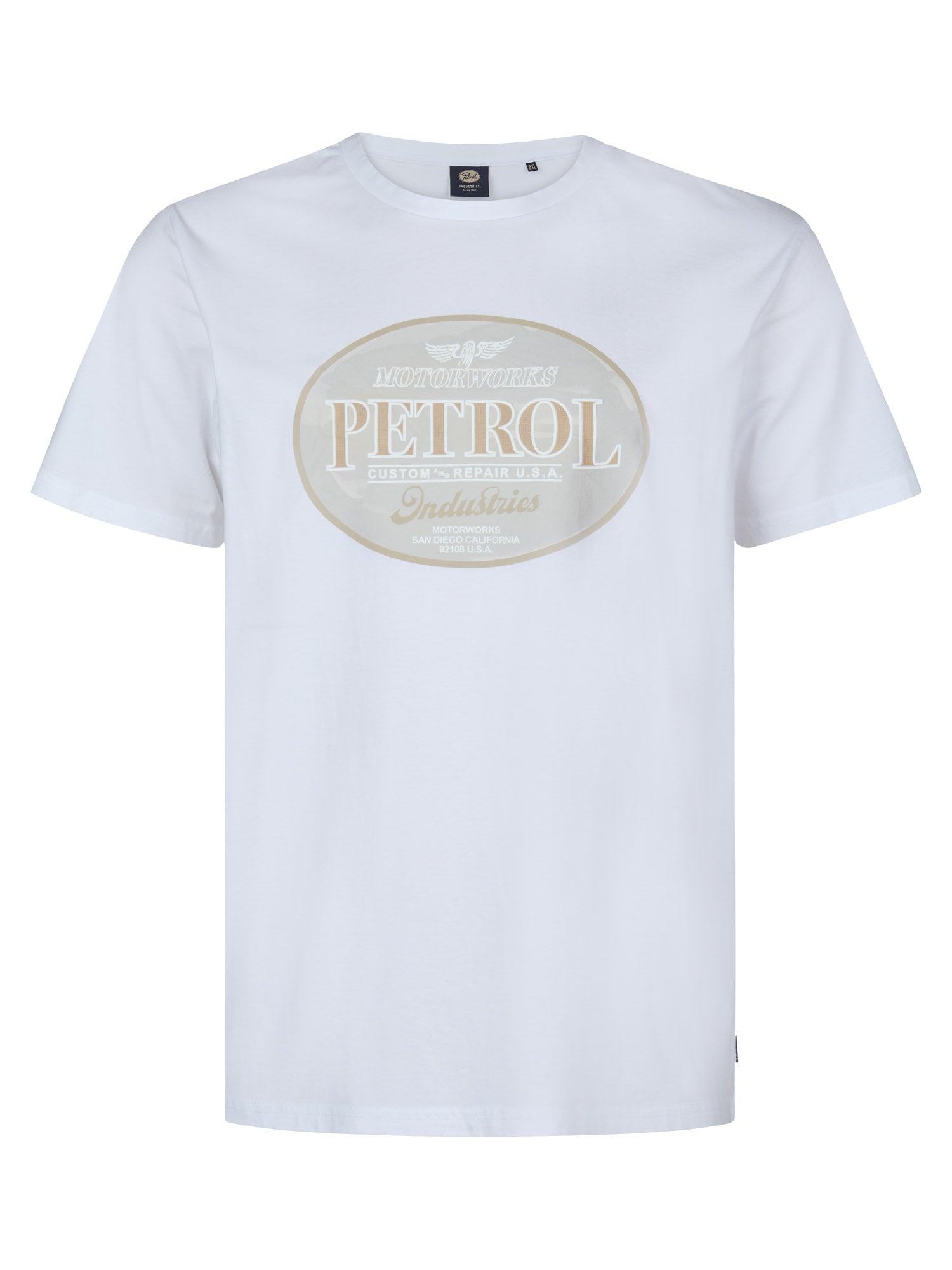 Petrol Industries Men T-Shirt Short Sleeve Classic Print Regular Plus Fit Bright White