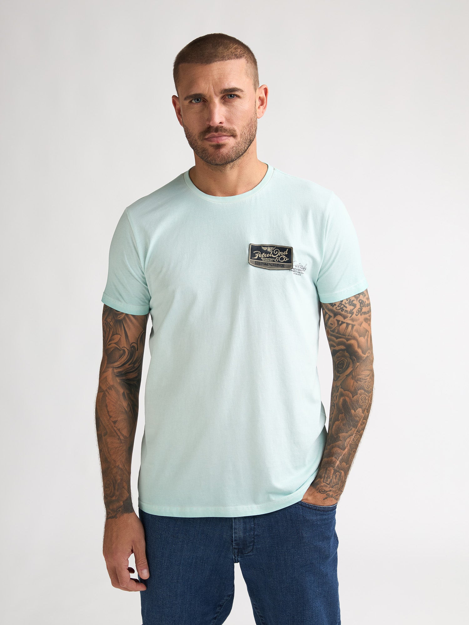 Petrol Industries Men T-Shirt Short Sleeve Regular Fit Cool Mint