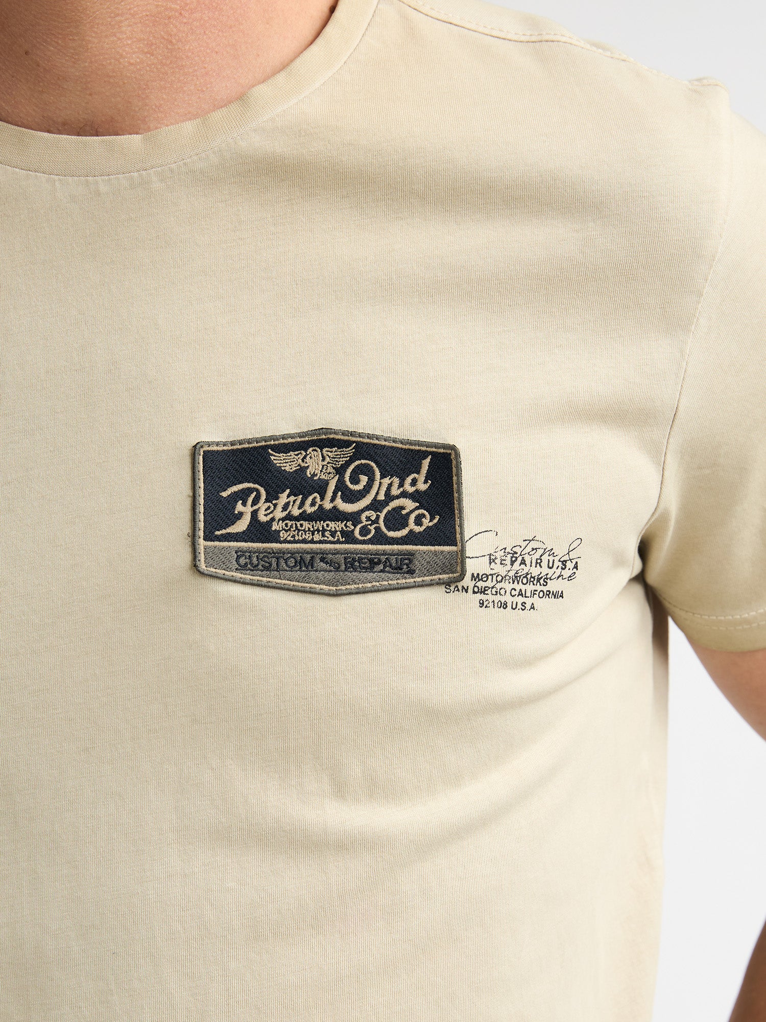 Petrol Industries Men T-Shirt Short Sleeve Regular Fit Light Tan