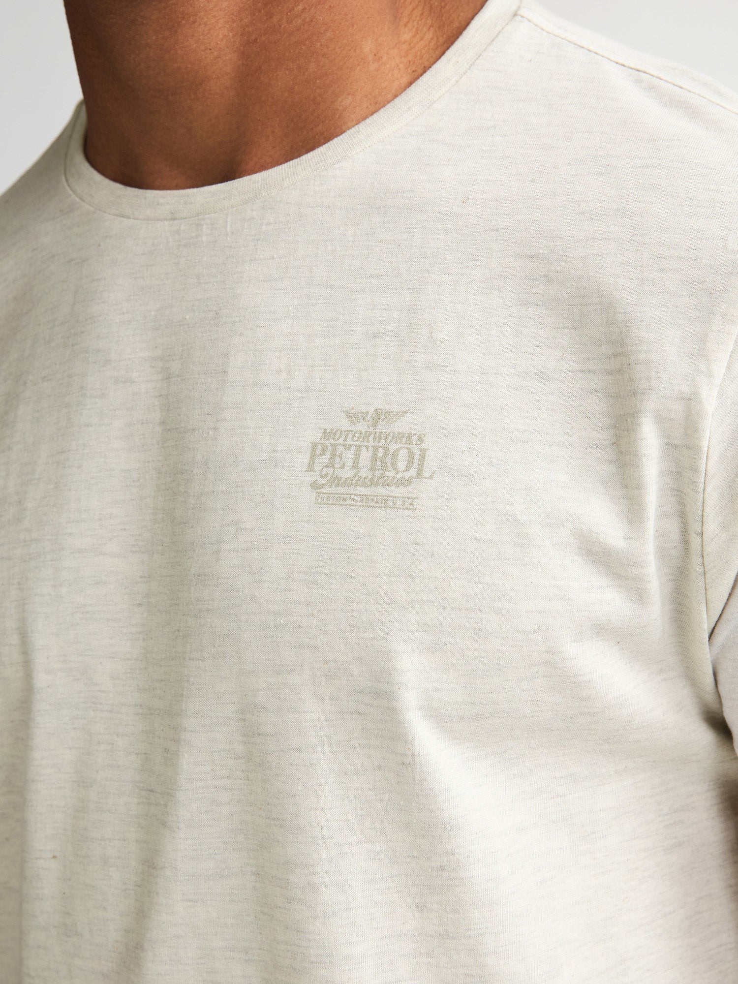 Petrol Industries Men T-Shirt Short Sleeve Regular Fit Antique White Melee