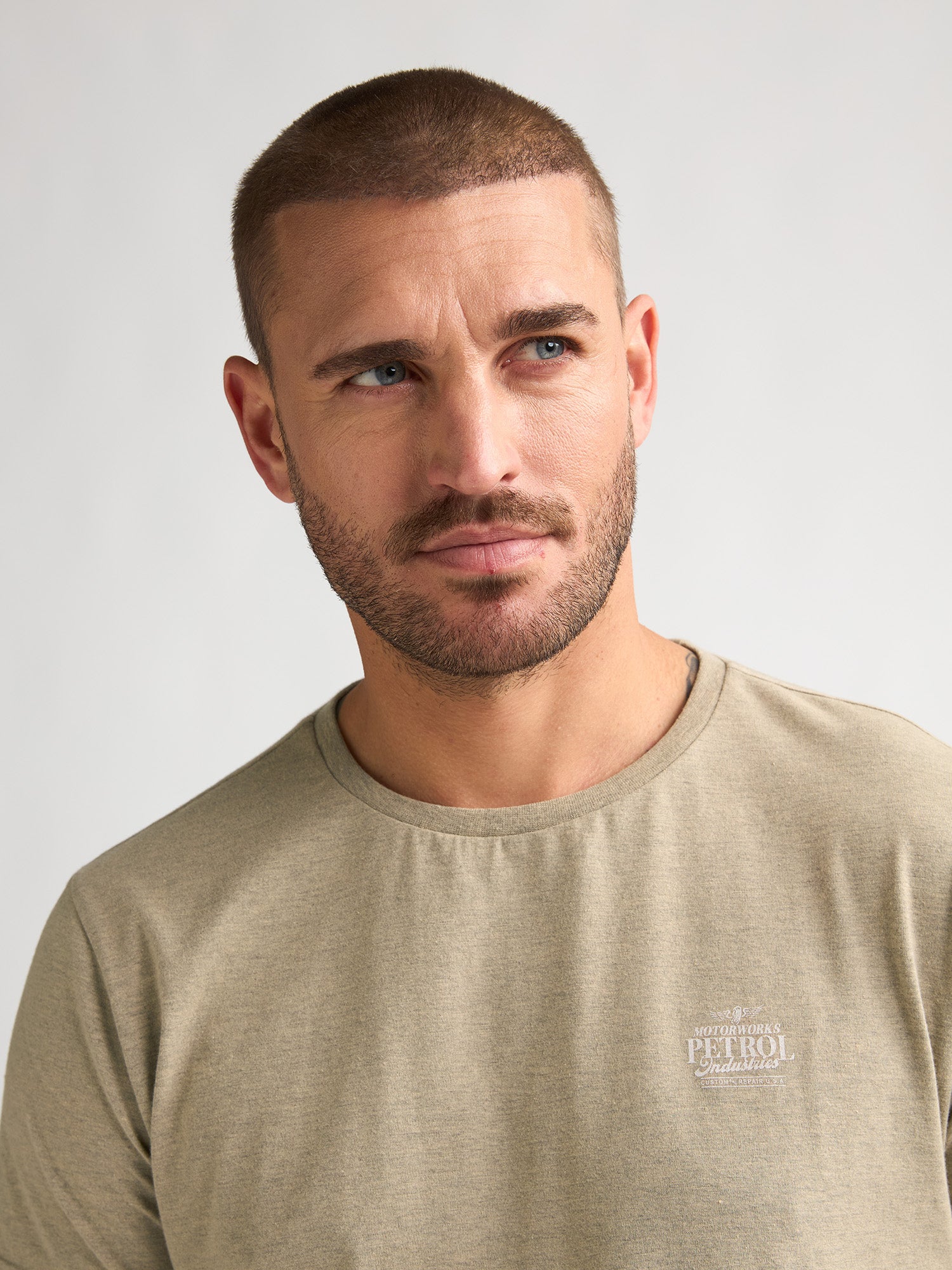 Petrol Industries Men T-Shirt Short Sleeve Regular Fit Light Tan