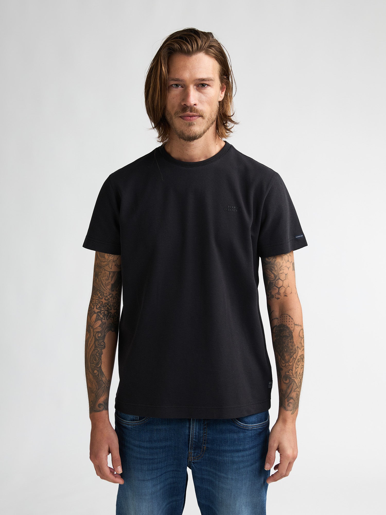 Petrol Industries Men T-Shirt Short Sleeve Regular Fit Black