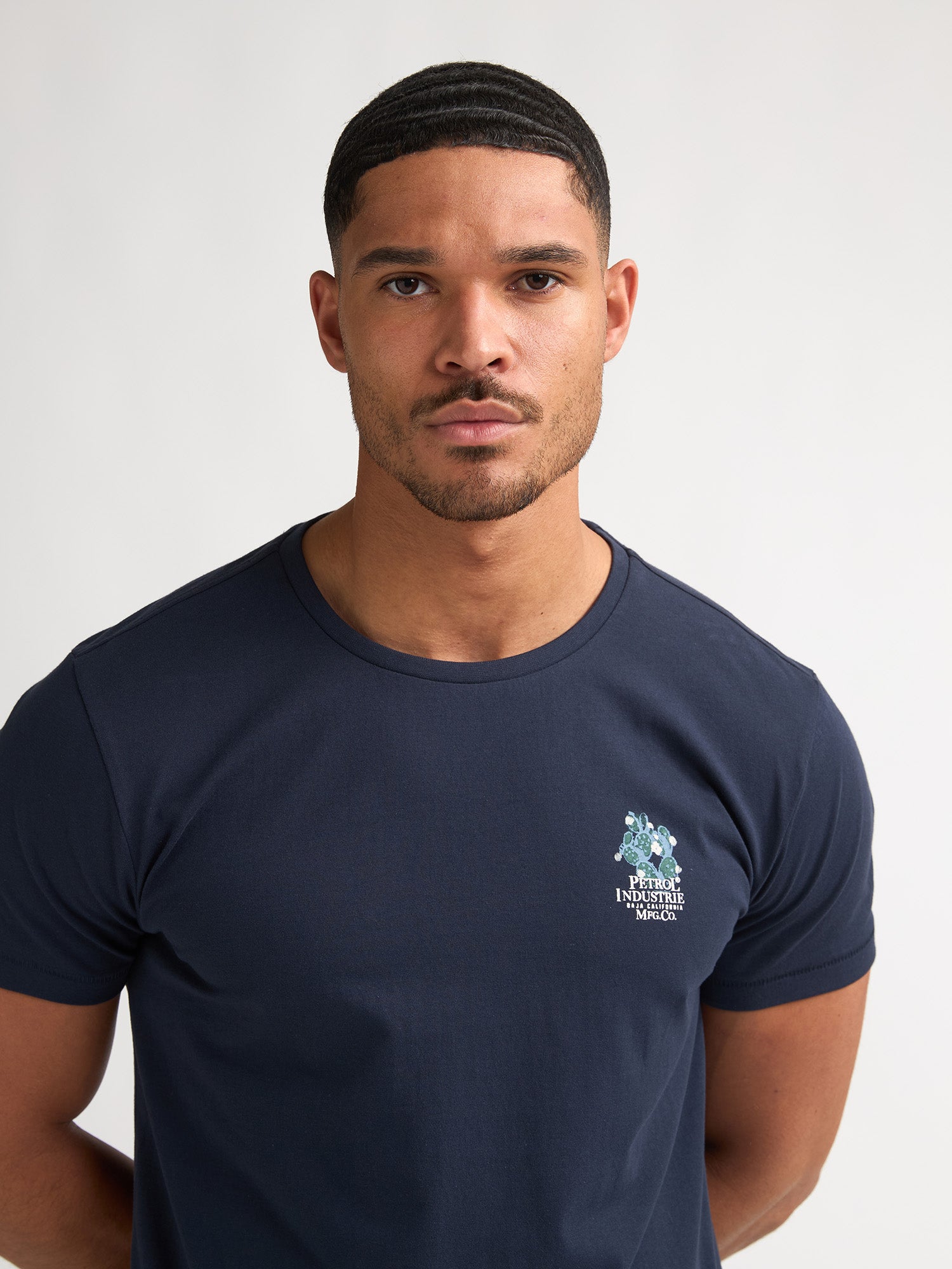 Petrol Industries Men T-Shirt Short Sleeve Regular Fit Navy Blue