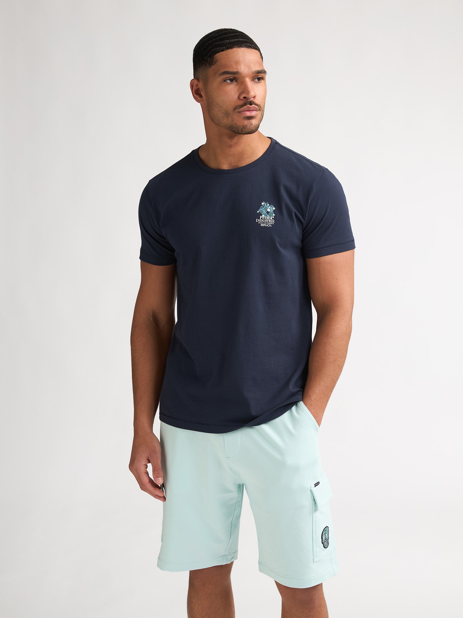 Petrol Industries Men T-Shirt Short Sleeve Regular Fit Navy Blue
