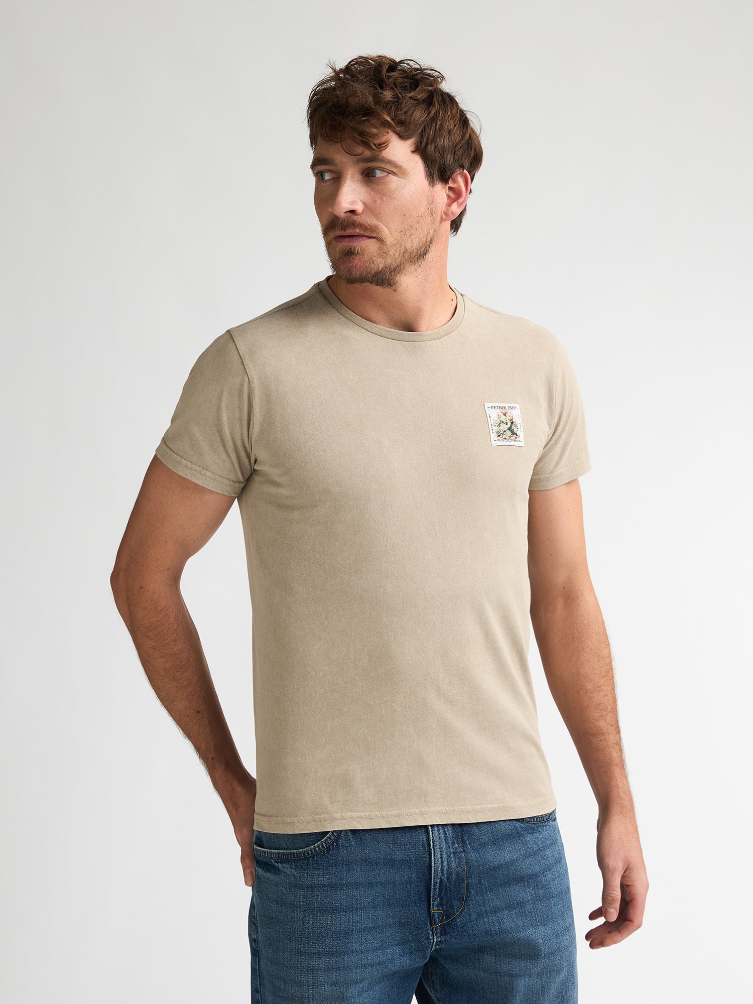 Petrol Industries Men T-Shirt Short Sleeve Regular Fit Light Tan