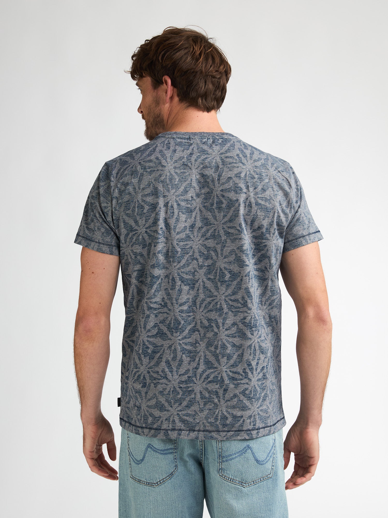 Petrol Industries Men T-Shirt Short Sleeve All-Over Print Regular Fit Navy Blue