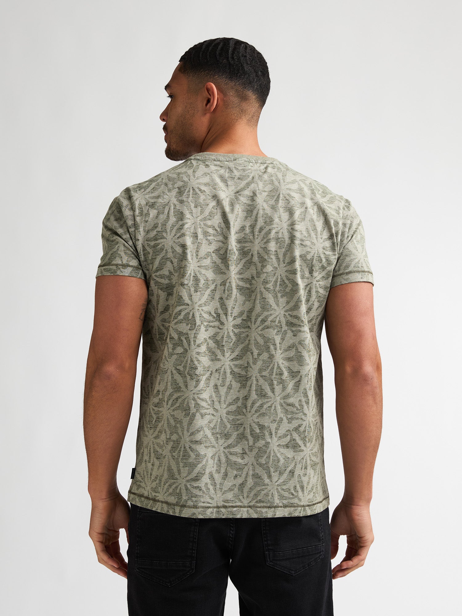 Petrol Industries Men T-Shirt Short Sleeve All-Over Print Regular Fit Dusty Army