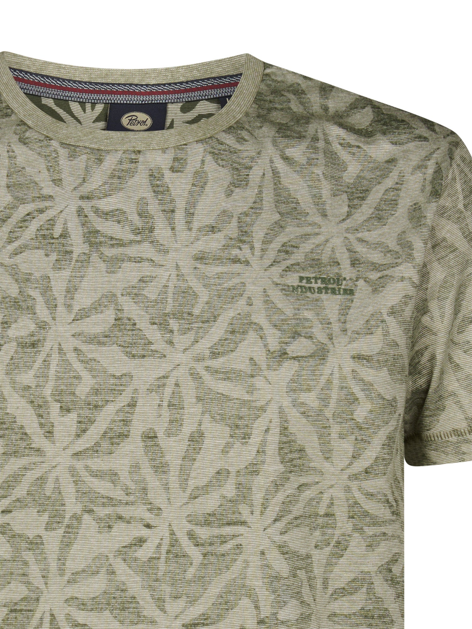 Petrol Industries Men T-Shirt Short Sleeve All-Over Print Regular Fit Dusty Army