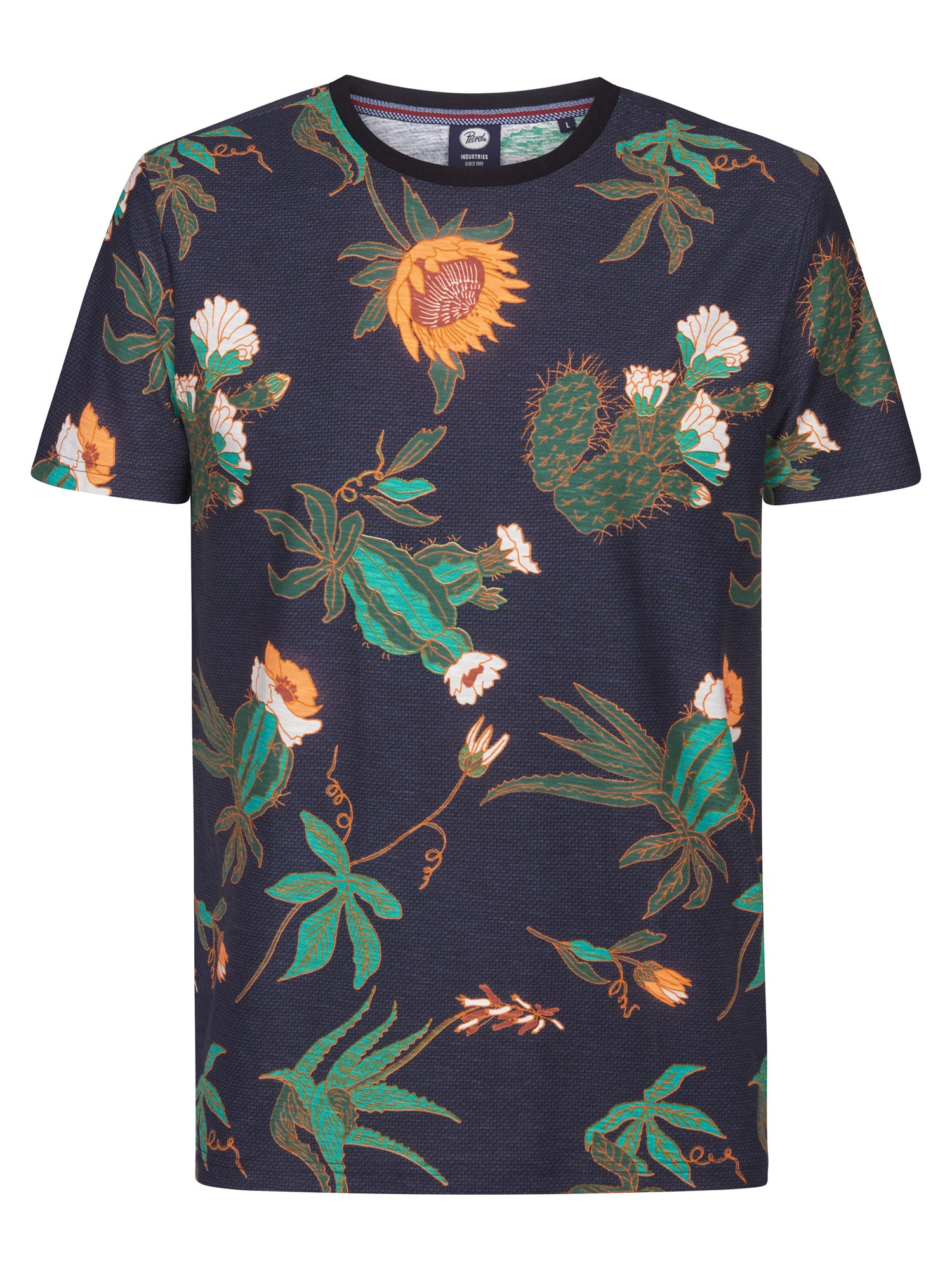 Petrol Industries Men T-Shirt Short Sleeve All-Over Print Regular Fit Black