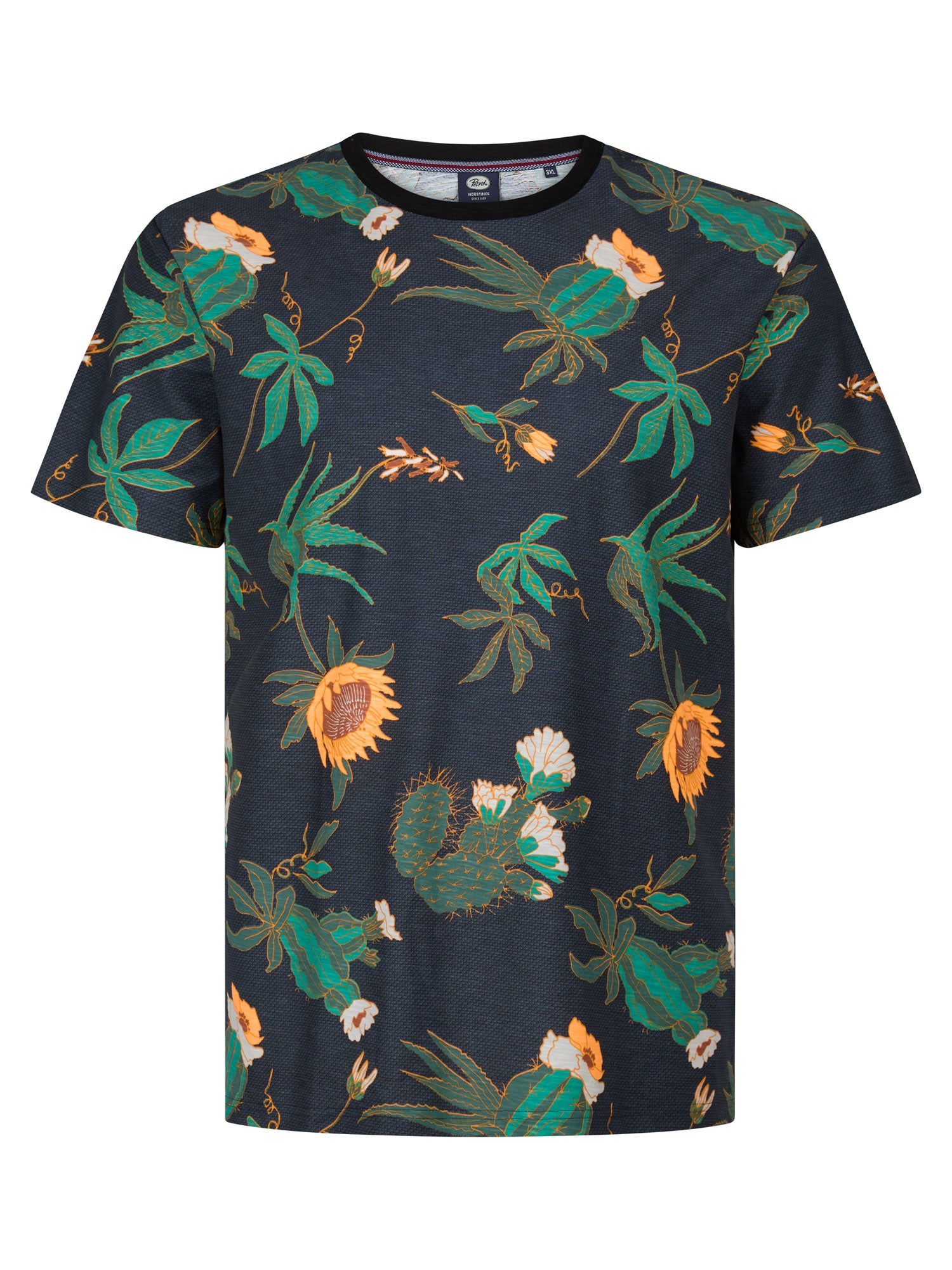 Petrol Industries Men T-Shirt Short Sleeve All-Over Print Regular Plus Fit Black