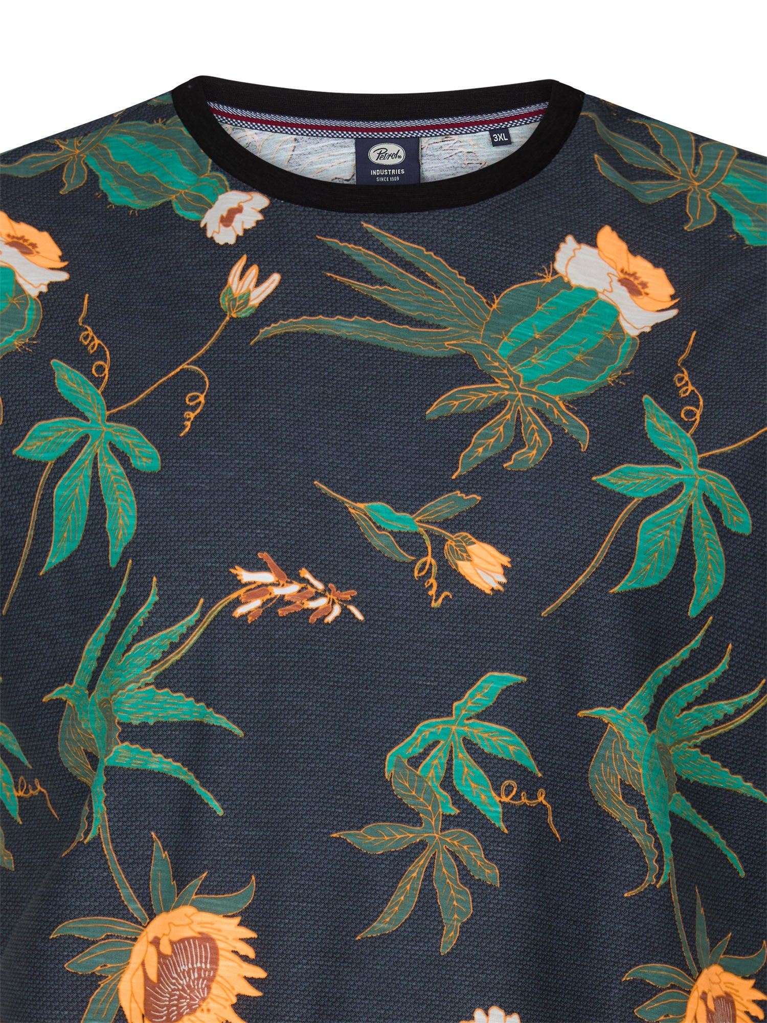 Petrol Industries Men T-Shirt Short Sleeve All-Over Print Regular Plus Fit Black
