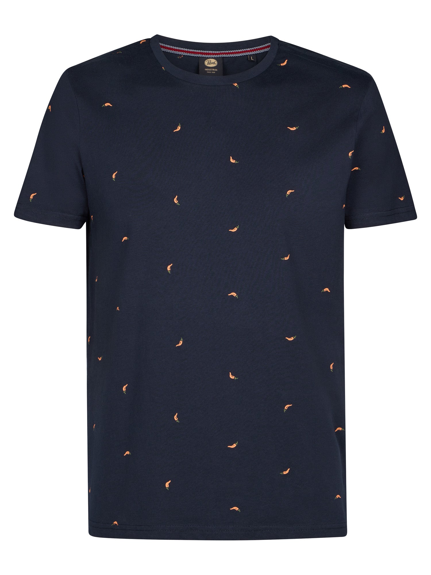 Petrol Industries Men T-Shirt Short Sleeve All-Over Print Regular Fit Navy Blue