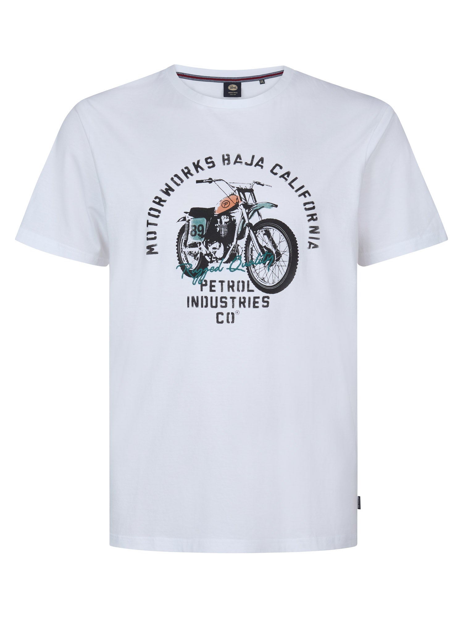 Petrol Industries Men T-Shirt Short Sleeve Classic Print Regular Plus Fit Bright White