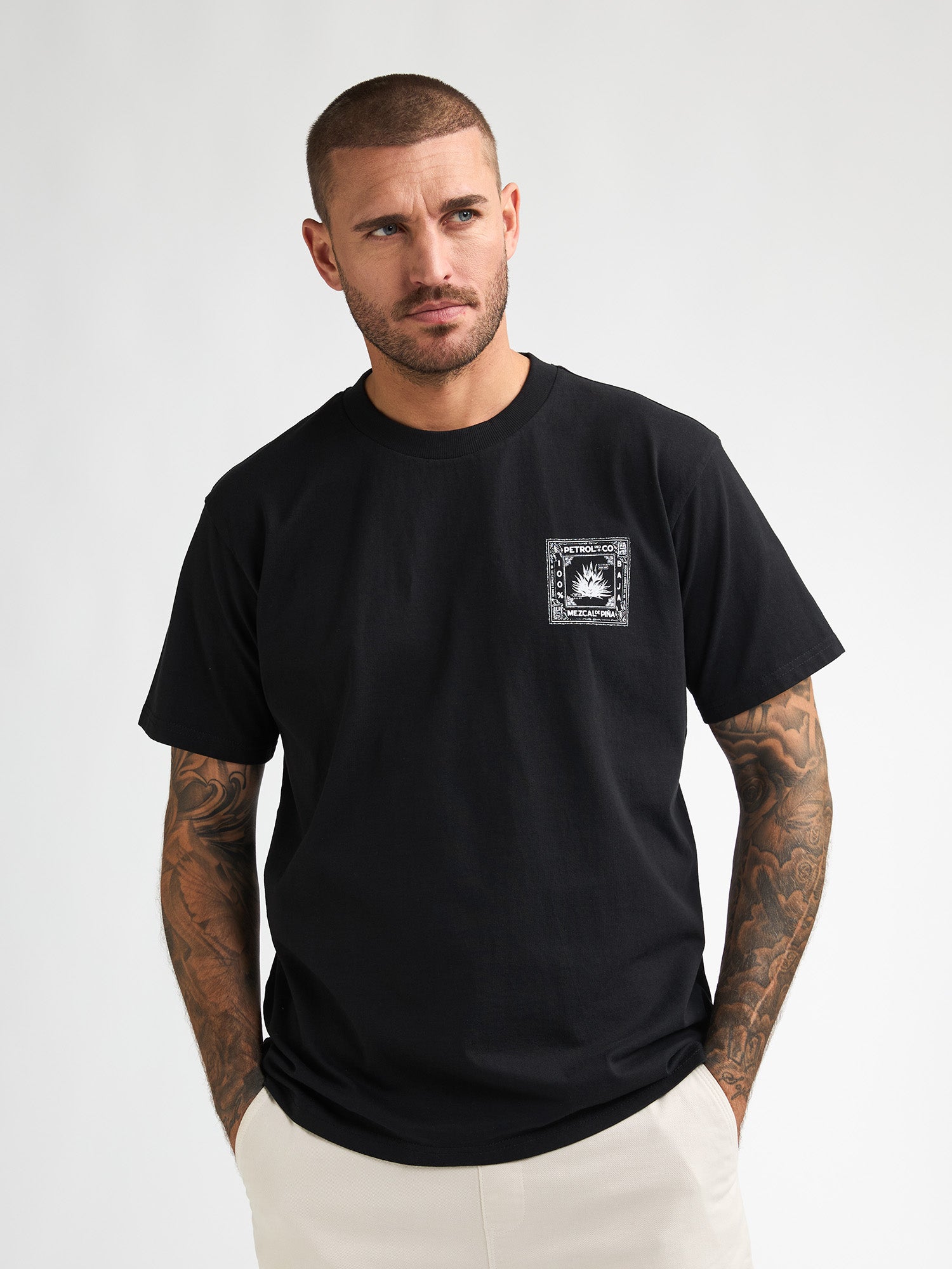 Petrol Industries Men T-Shirt Short Sleeve Relaxed Fit Black