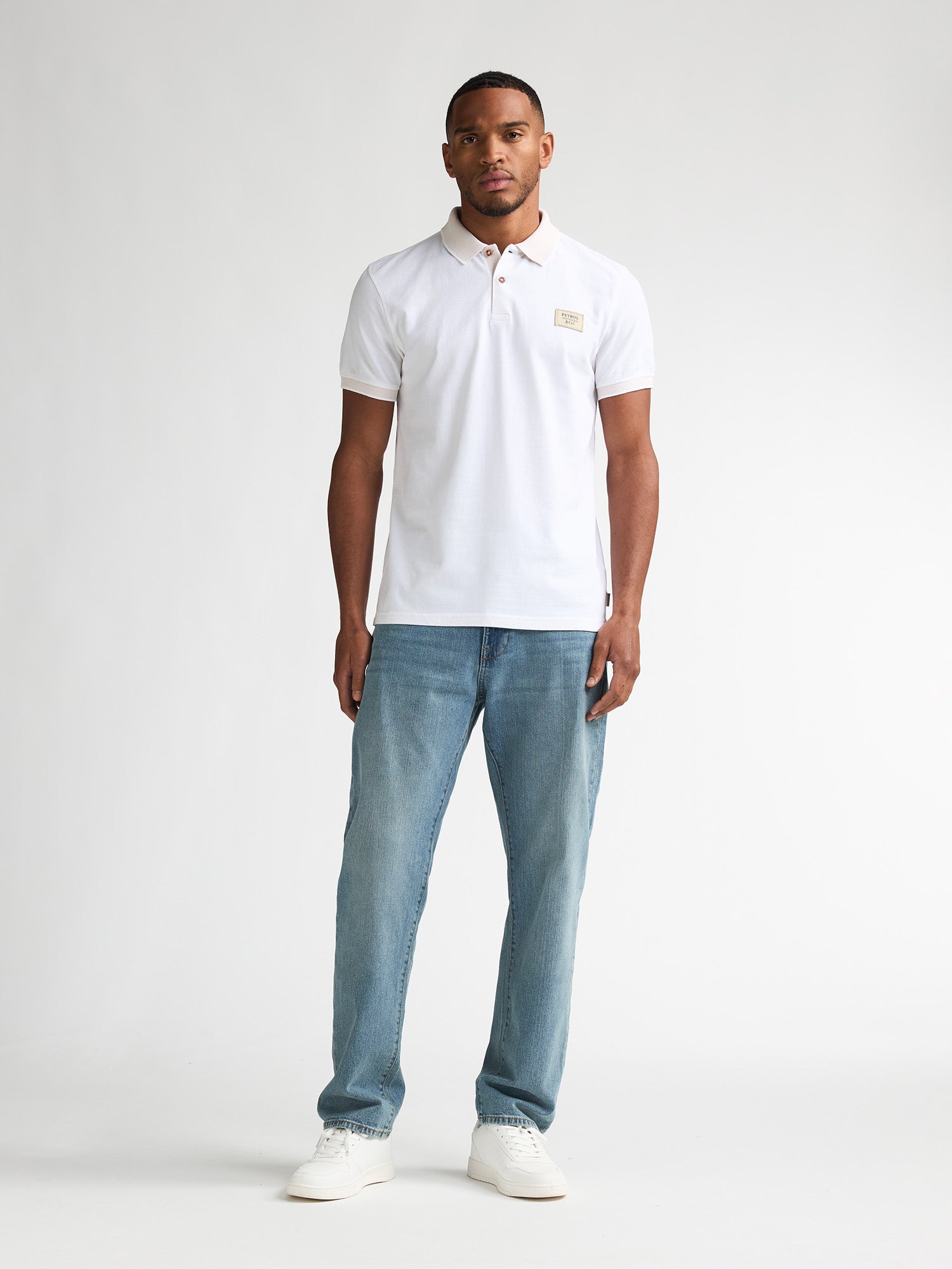 Petrol Industries Men Polo Short Sleeve Regular Fit Bright White