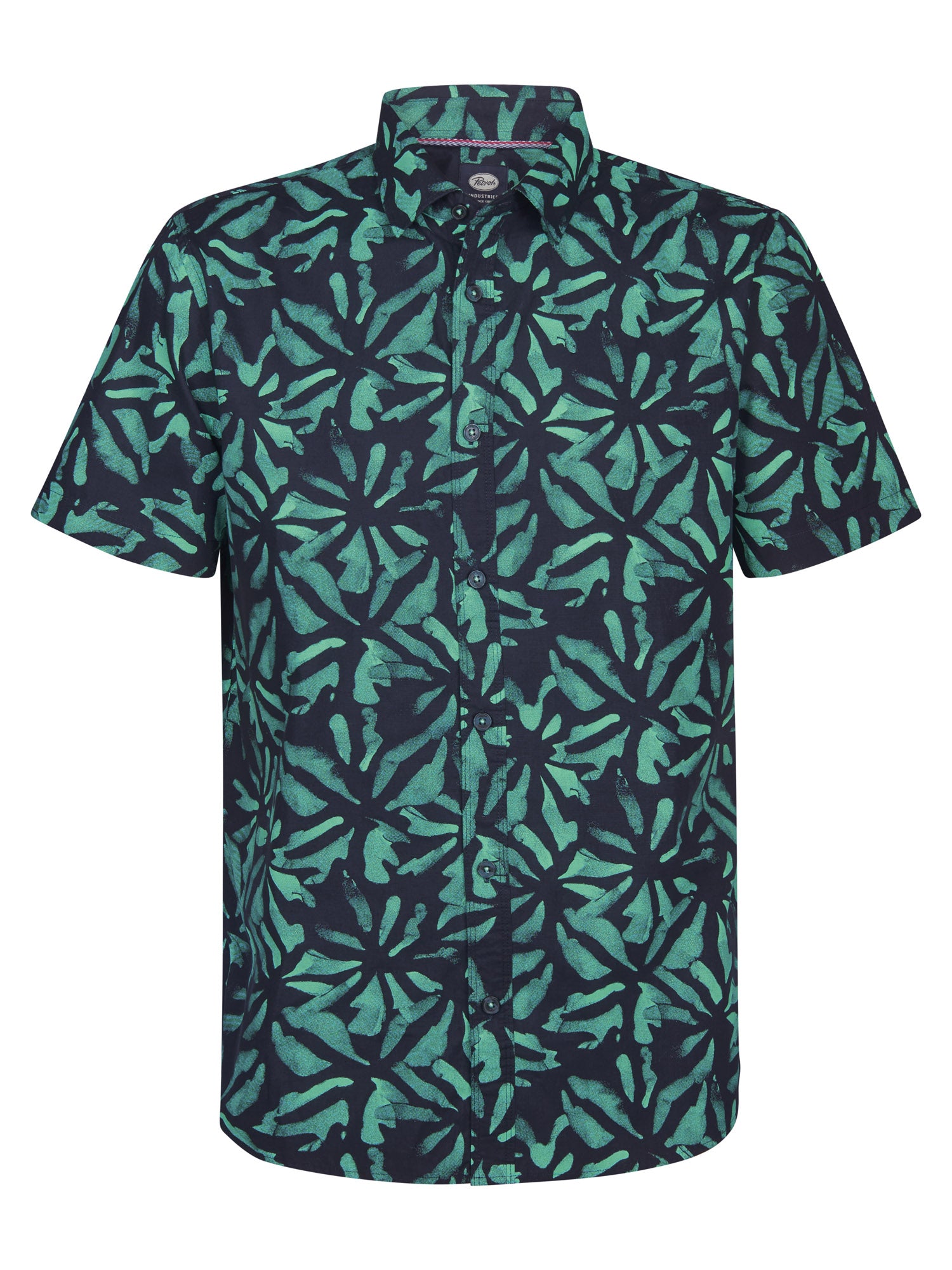 Petrol Industries Men Shirt Short Sleeve All-Over Print Regular Fit Navy Blue