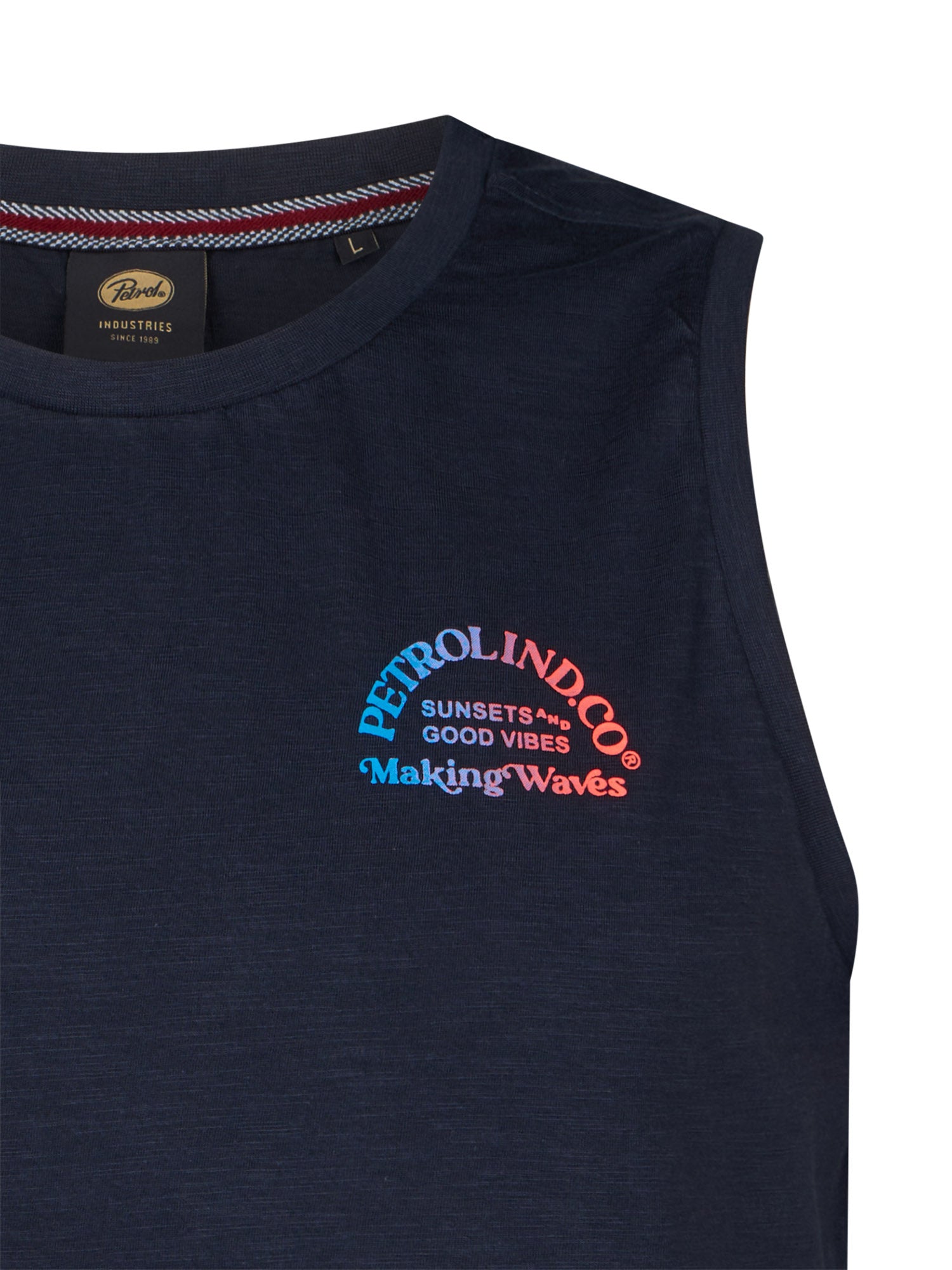 Petrol Industries Men Singlet Round Neck Regular Fit Navy Blue