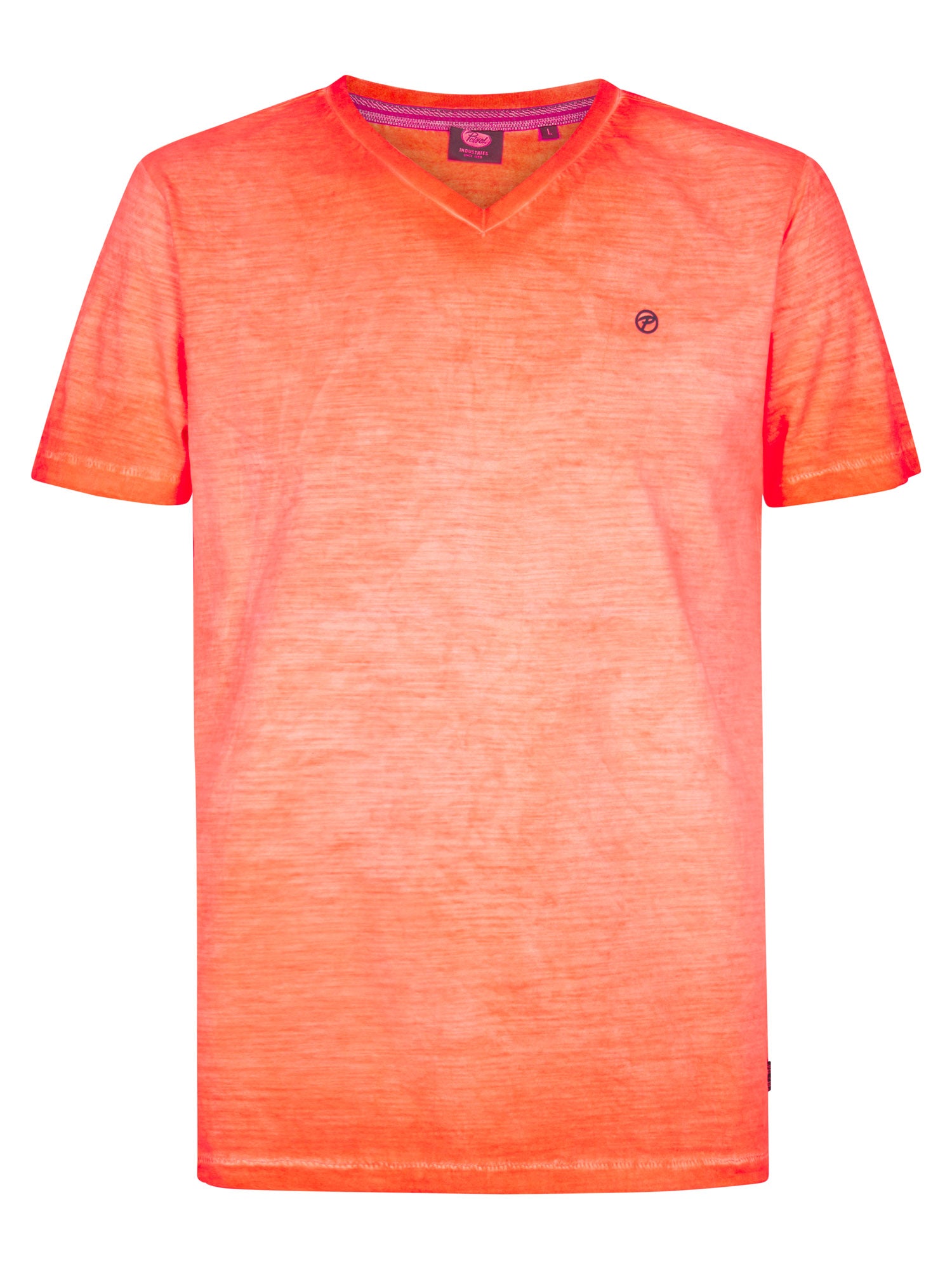 Petrol Industries Men T-Shirt Short Sleeve V-Neck Regular Fit Fiery Coral
