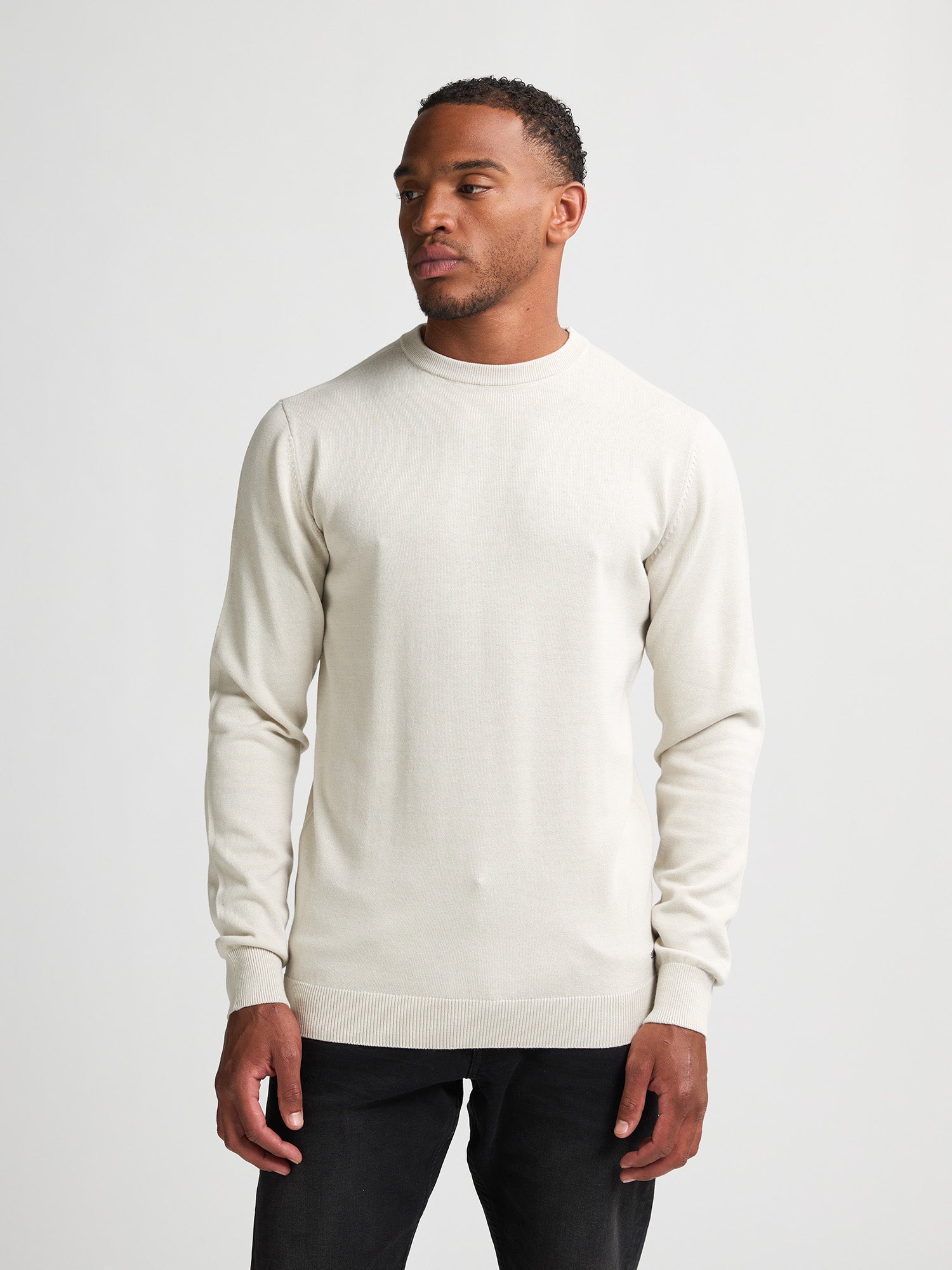 Petrol Industries Men Knitwear Round Neck Basic Regular Fit Antique White Melee