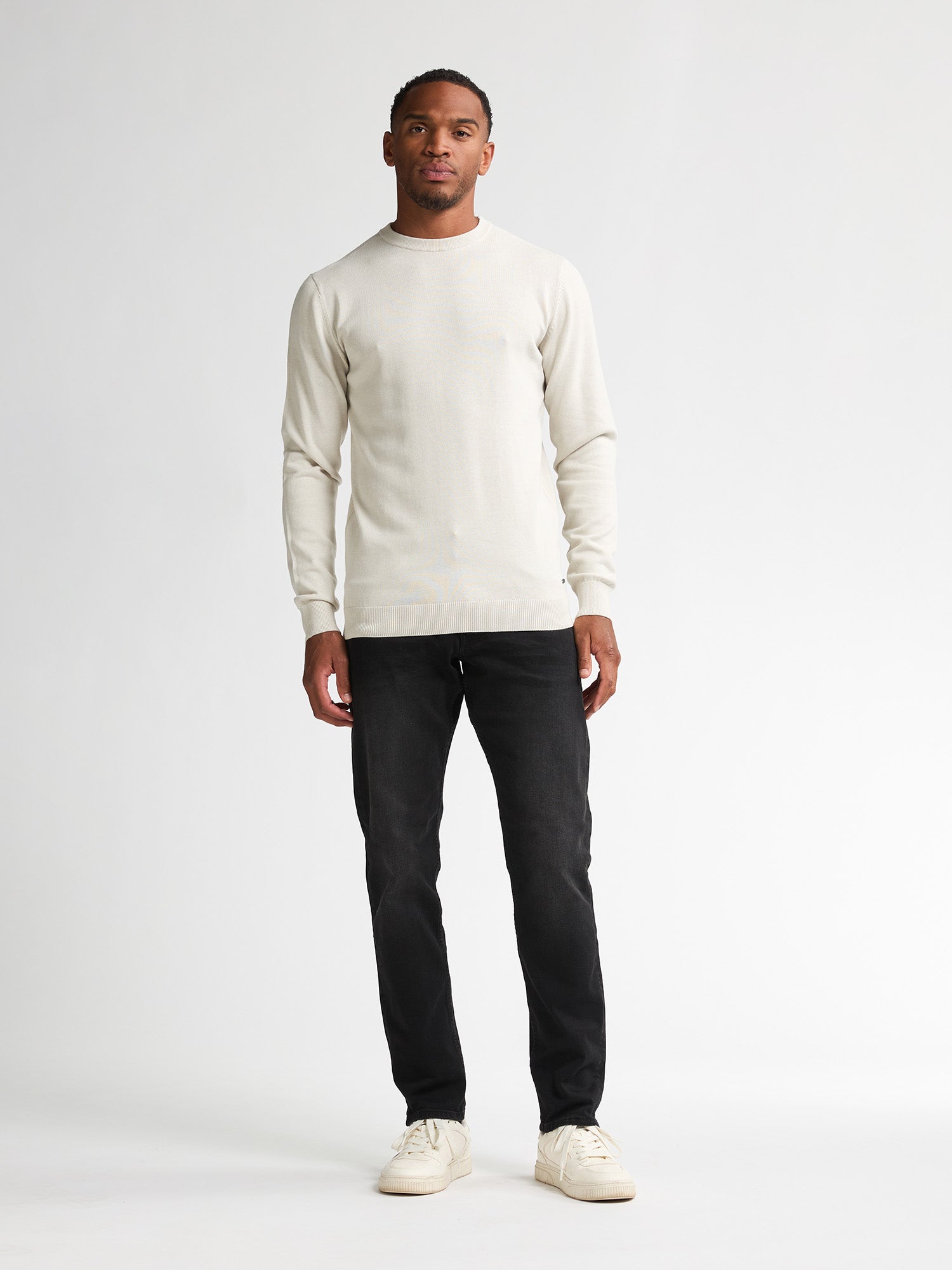 Petrol Industries Men Knitwear Round Neck Basic Regular Fit Antique White Melee