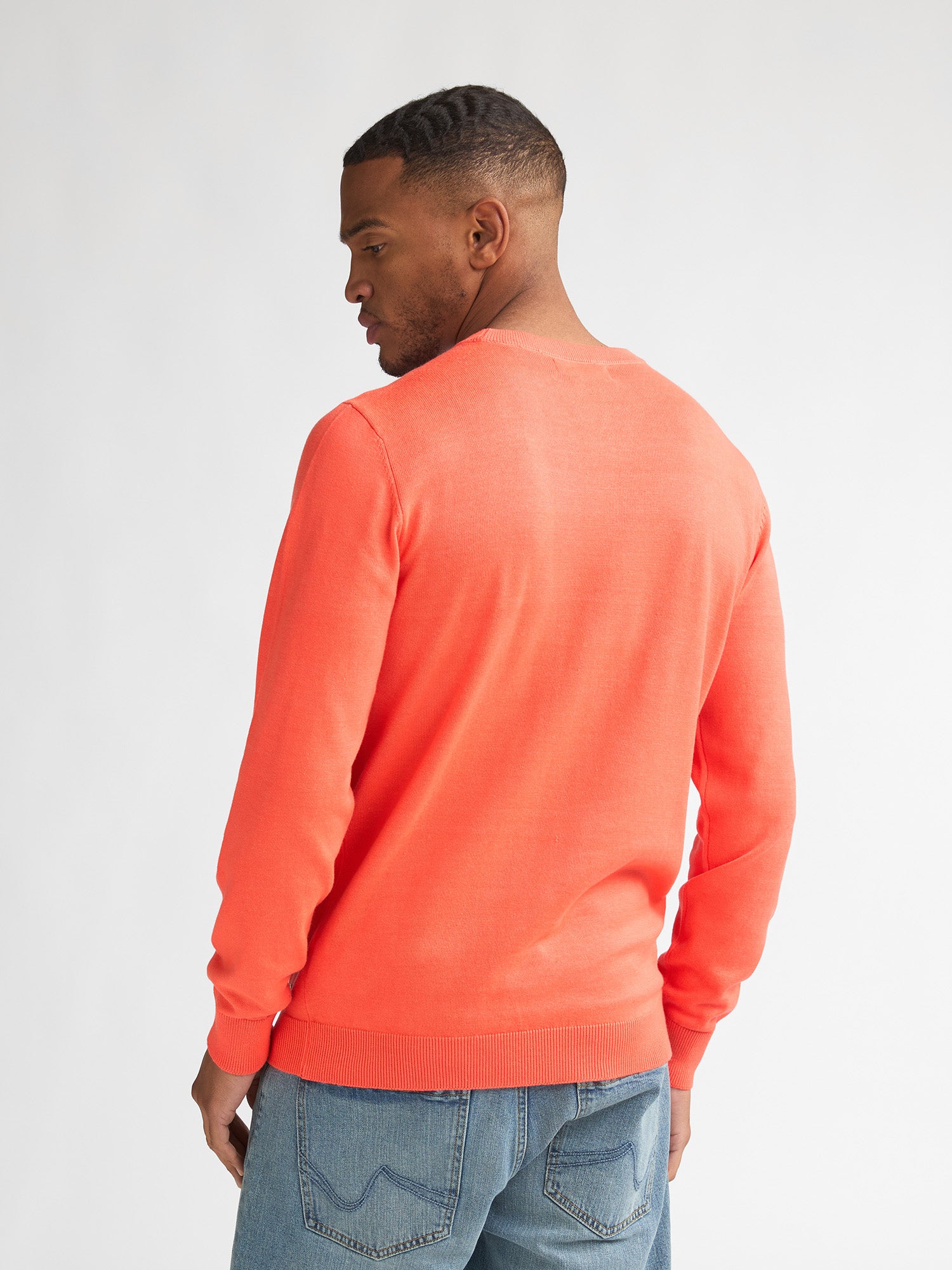 Petrol Industries Men Knitwear Round Neck Basic Regular Fit Fiery Coral
