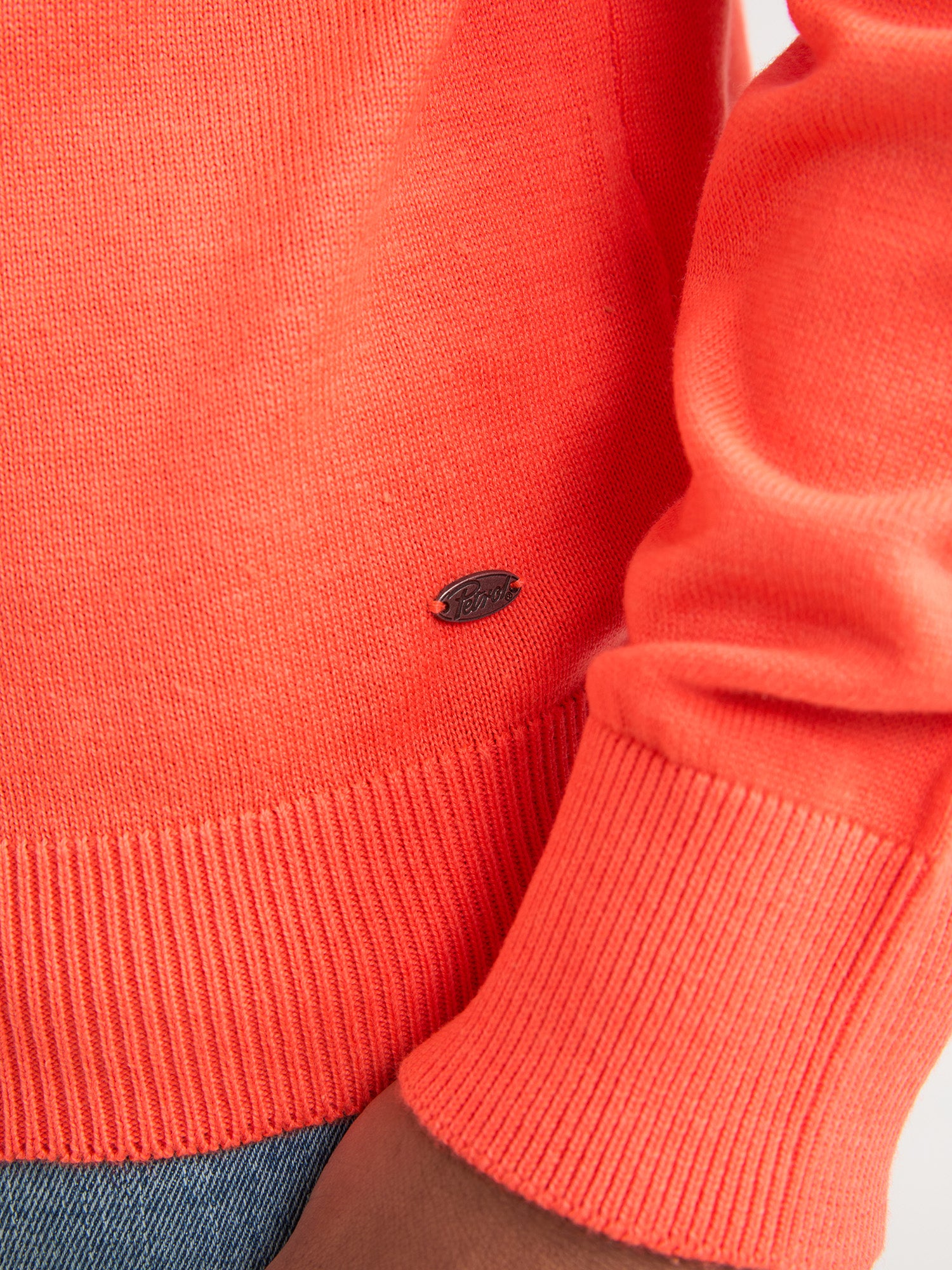 Petrol Industries Men Knitwear Round Neck Basic Regular Fit Fiery Coral