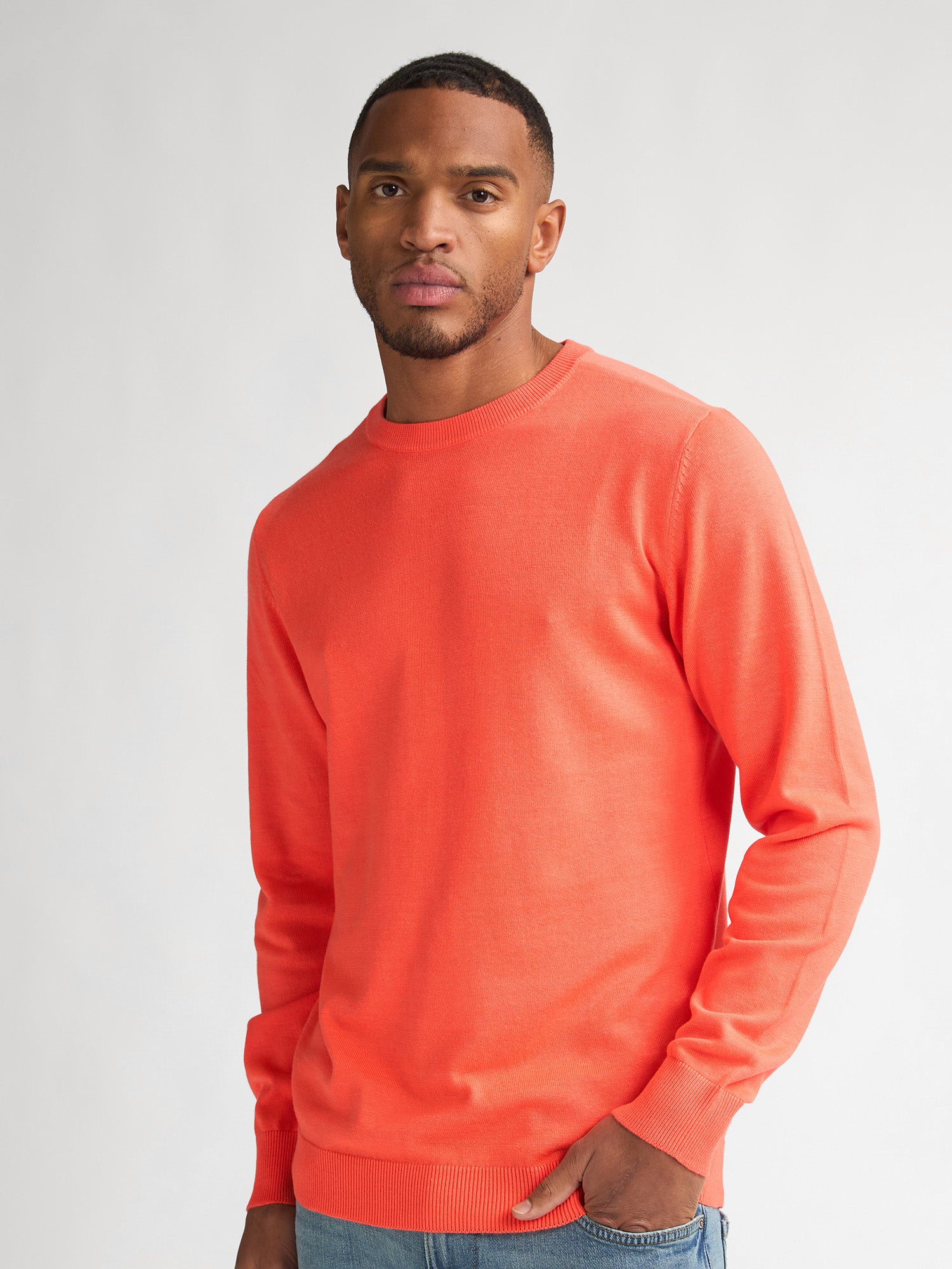 Petrol Industries Men Knitwear Round Neck Basic Regular Fit Fiery Coral