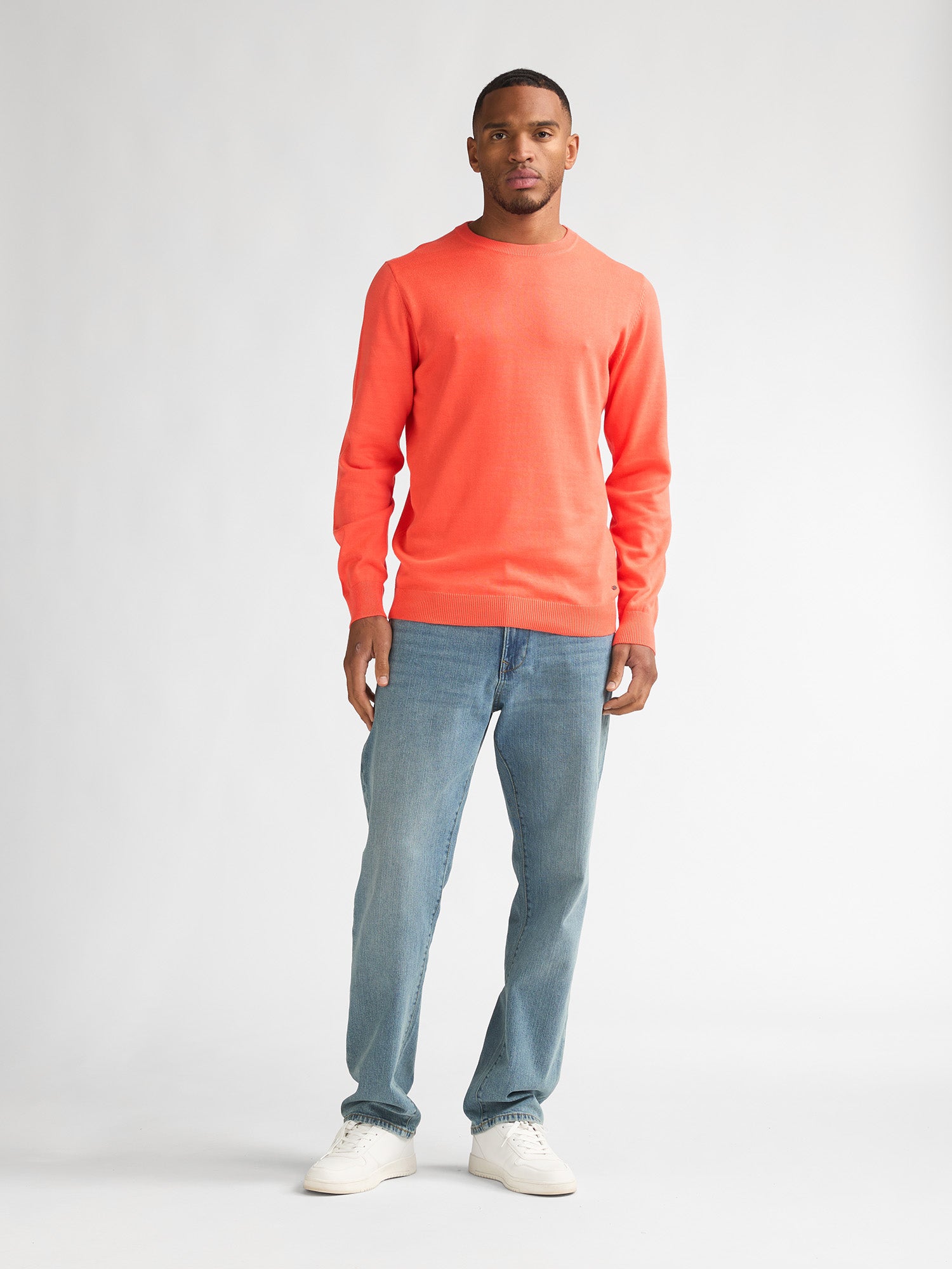 Petrol Industries Men Knitwear Round Neck Basic Regular Fit Fiery Coral