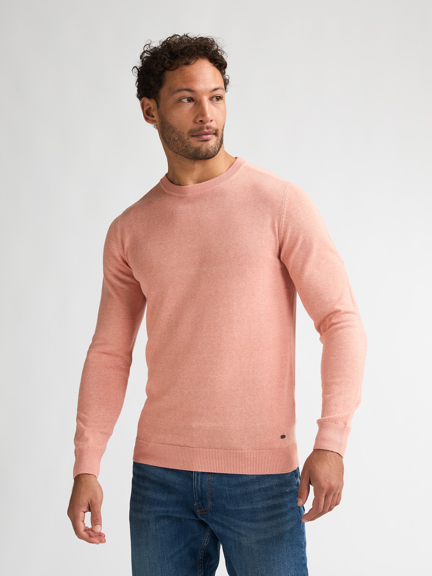 Petrol Industries Men Knitwear Round Neck Basic Regular Fit Light Coral