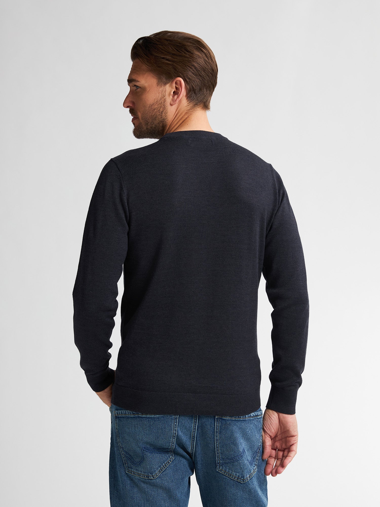 Petrol Industries Men Knitwear Round Neck Basic Regular Fit Sky Captain