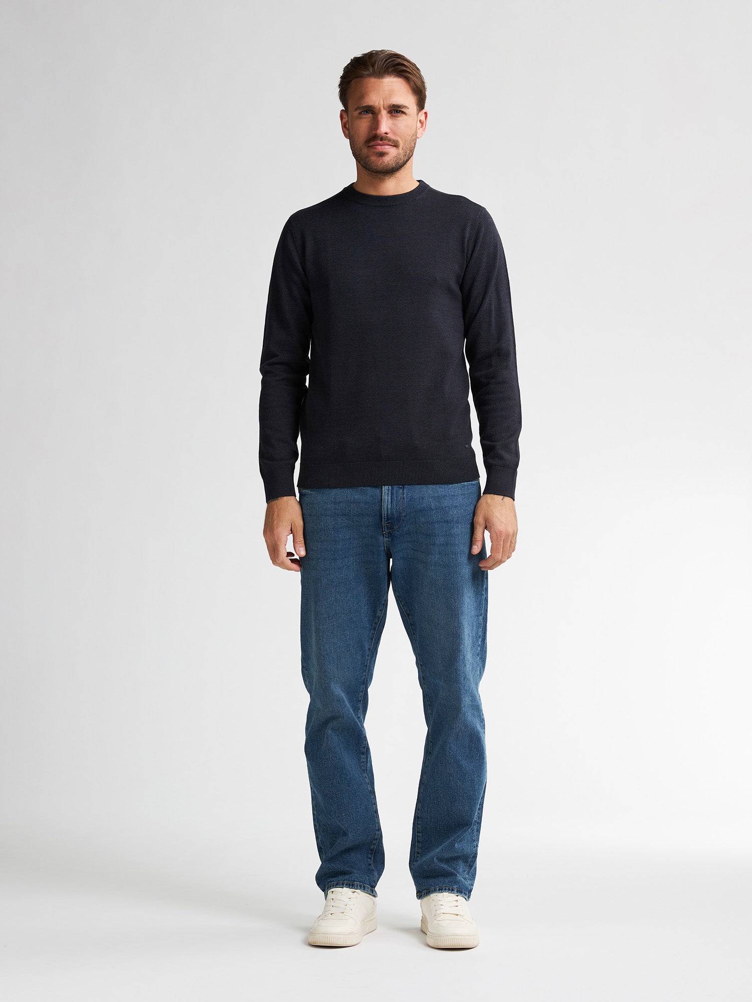 Petrol Industries Men Knitwear Round Neck Basic Regular Fit Sky Captain