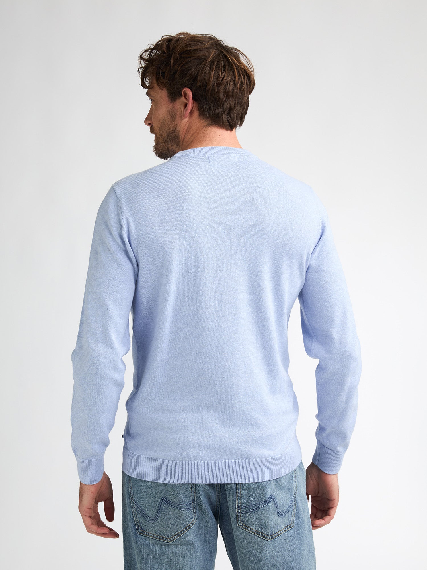 Petrol Industries Men Knitwear Round Neck Basic Regular Fit Sky