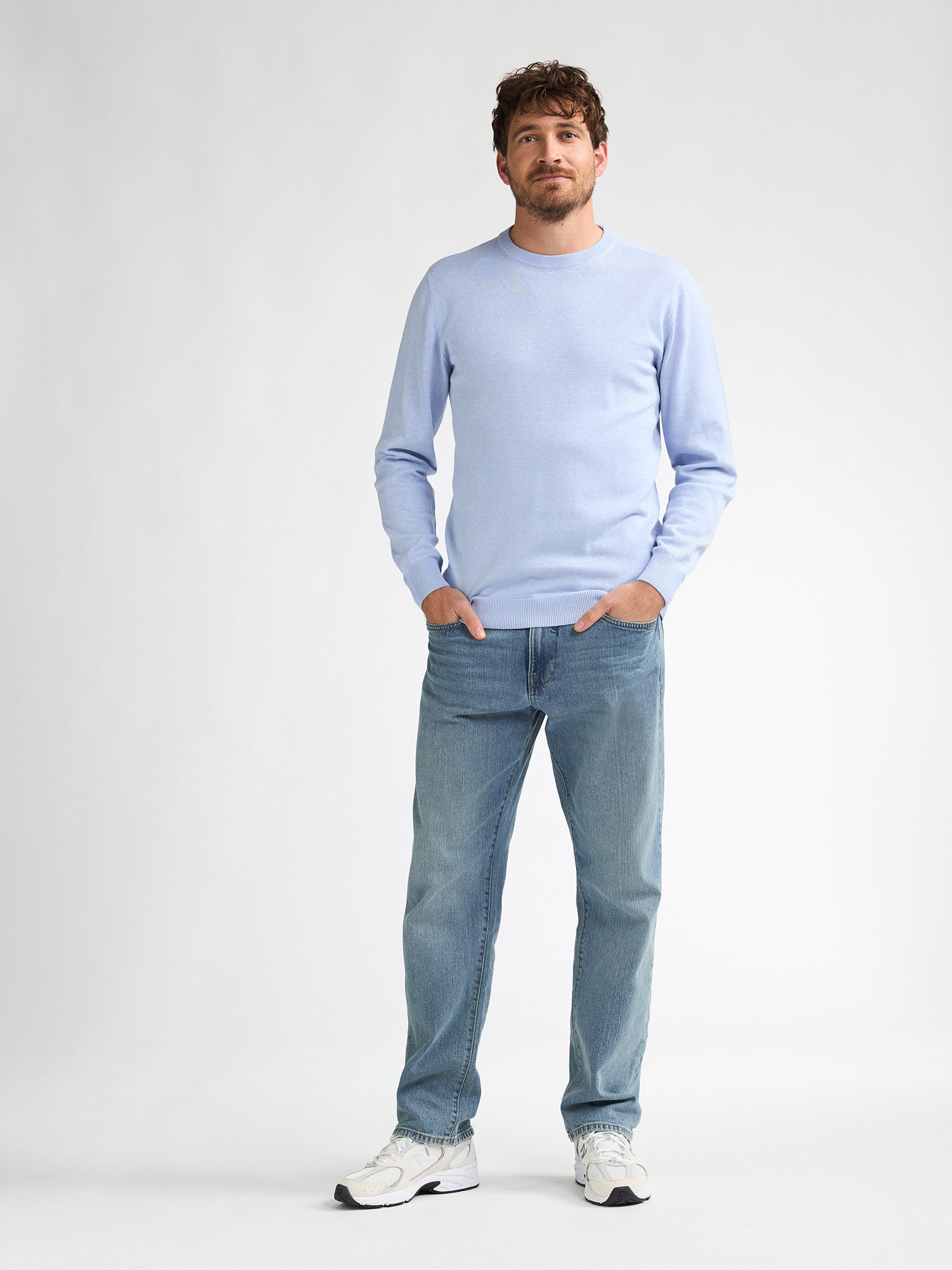 Petrol Industries Men Knitwear Round Neck Basic Regular Fit Sky