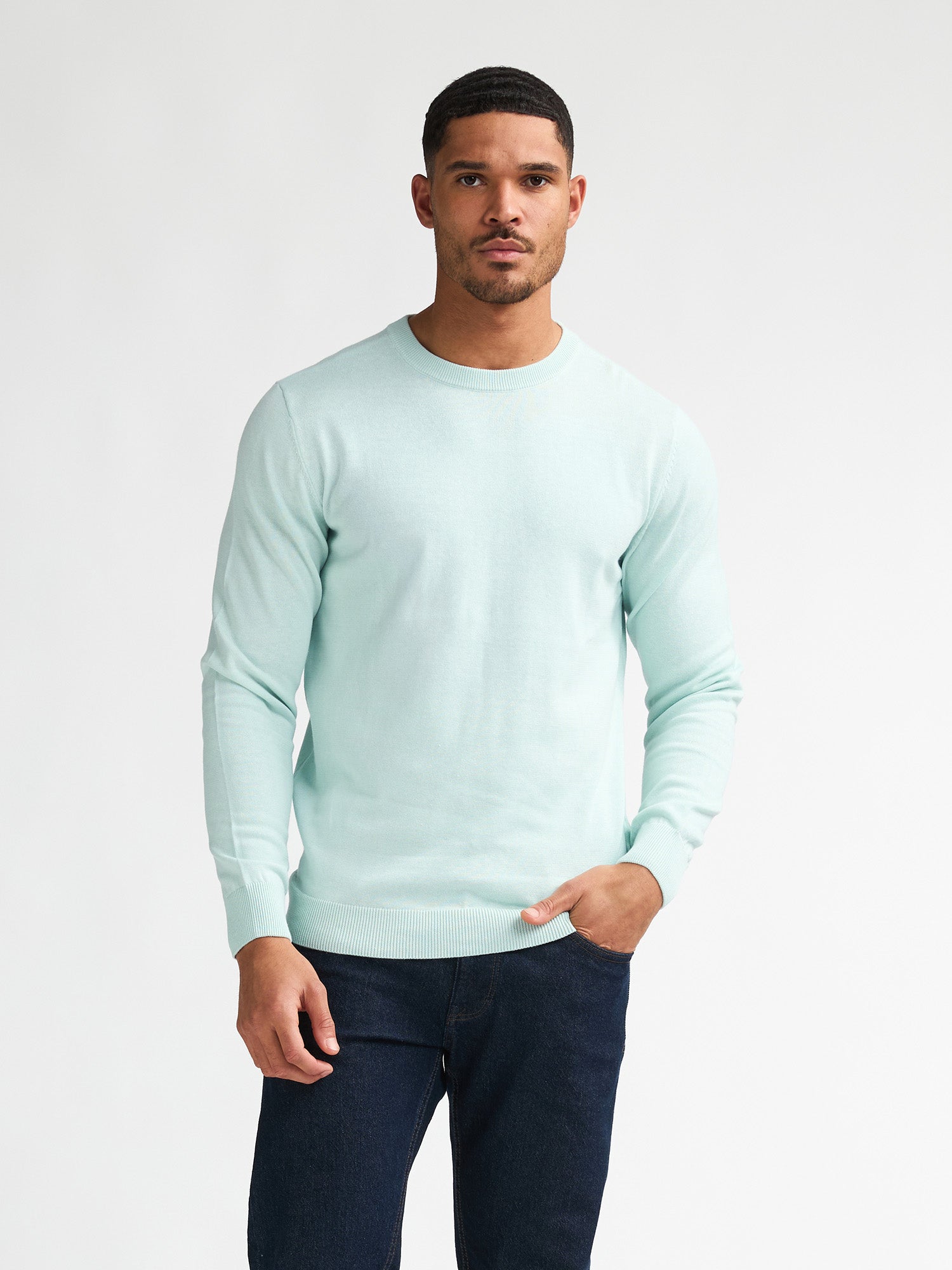 Petrol Industries Men Knitwear Round Neck Basic Regular Fit Cool Mint