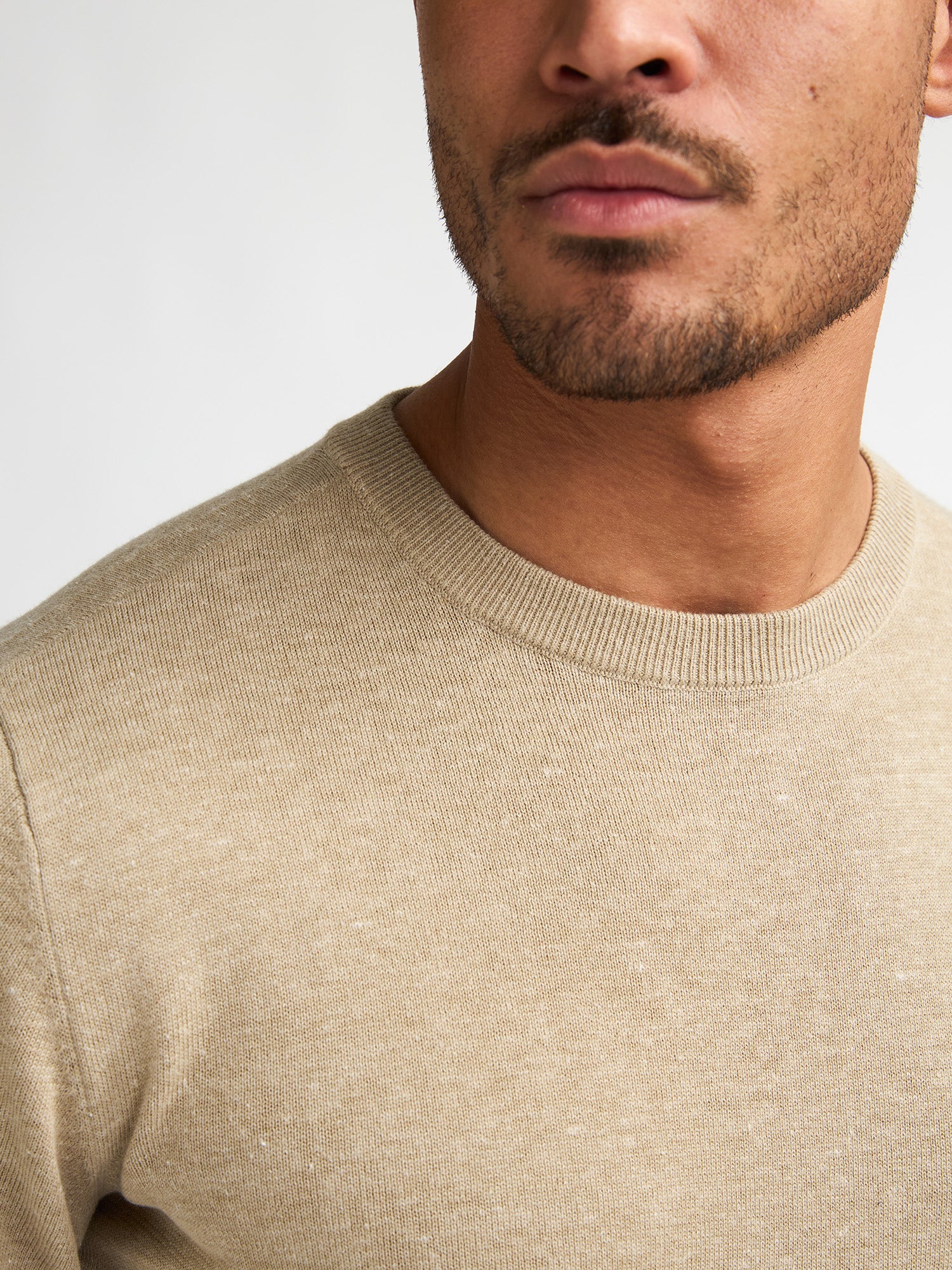 Petrol Industries Men Knitwear Round Neck Basic Regular Fit Light Tan