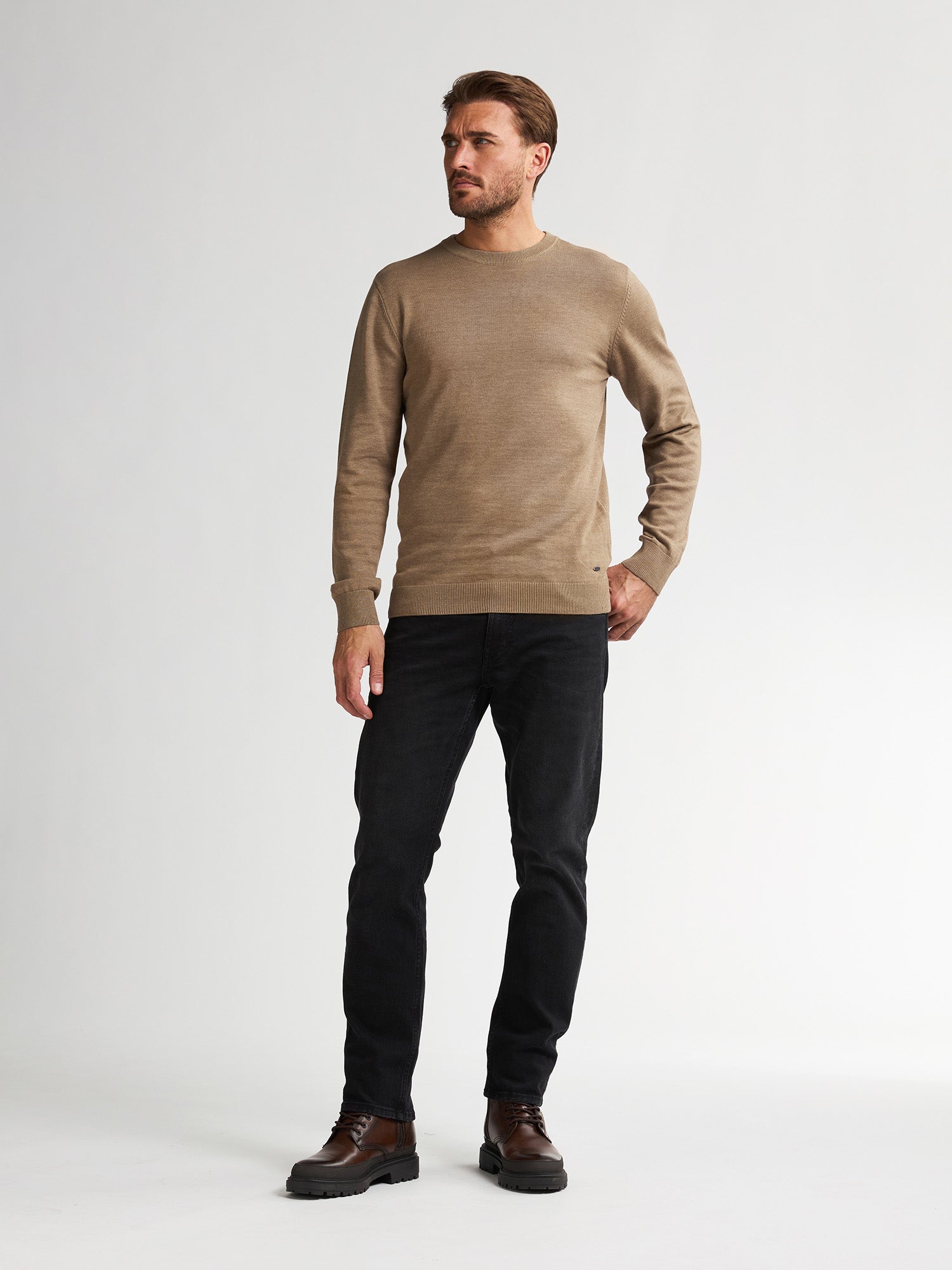 Petrol Industries Men Knitwear Round Neck Basic Regular Fit Oak