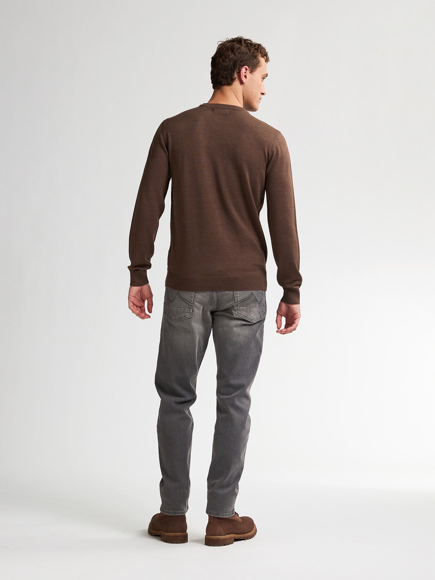 Petrol Industries Men Knitwear Round Neck Basic Regular Fit Mud