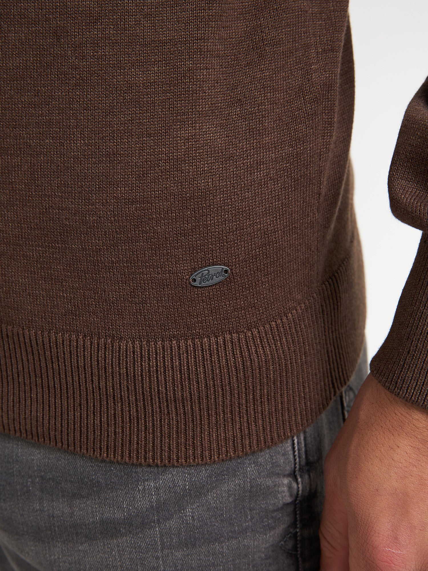 Petrol Industries Men Knitwear Round Neck Basic Regular Fit Mud