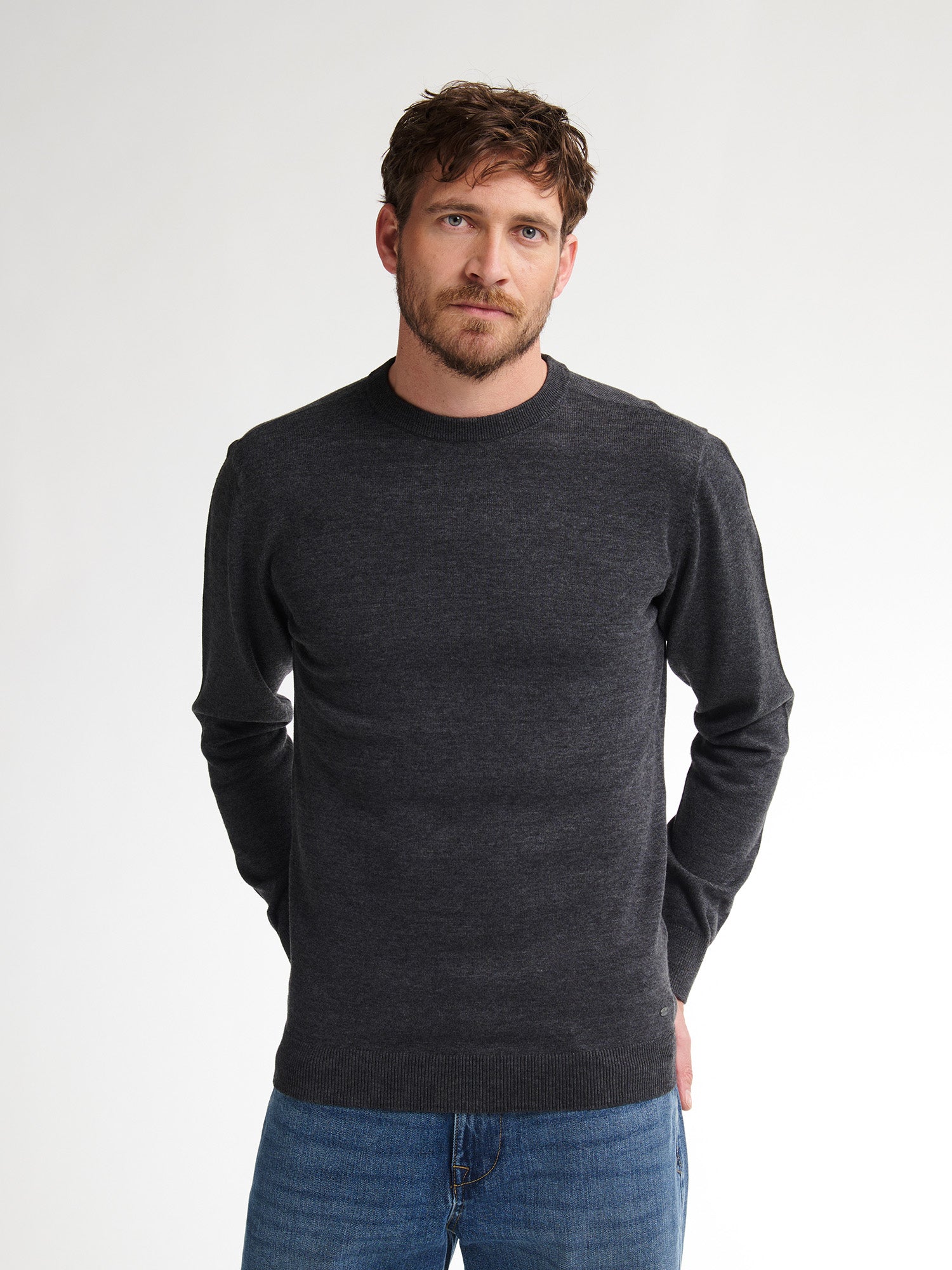 Petrol Industries Men Knitwear Round Neck Basic Regular Fit Steal Melee