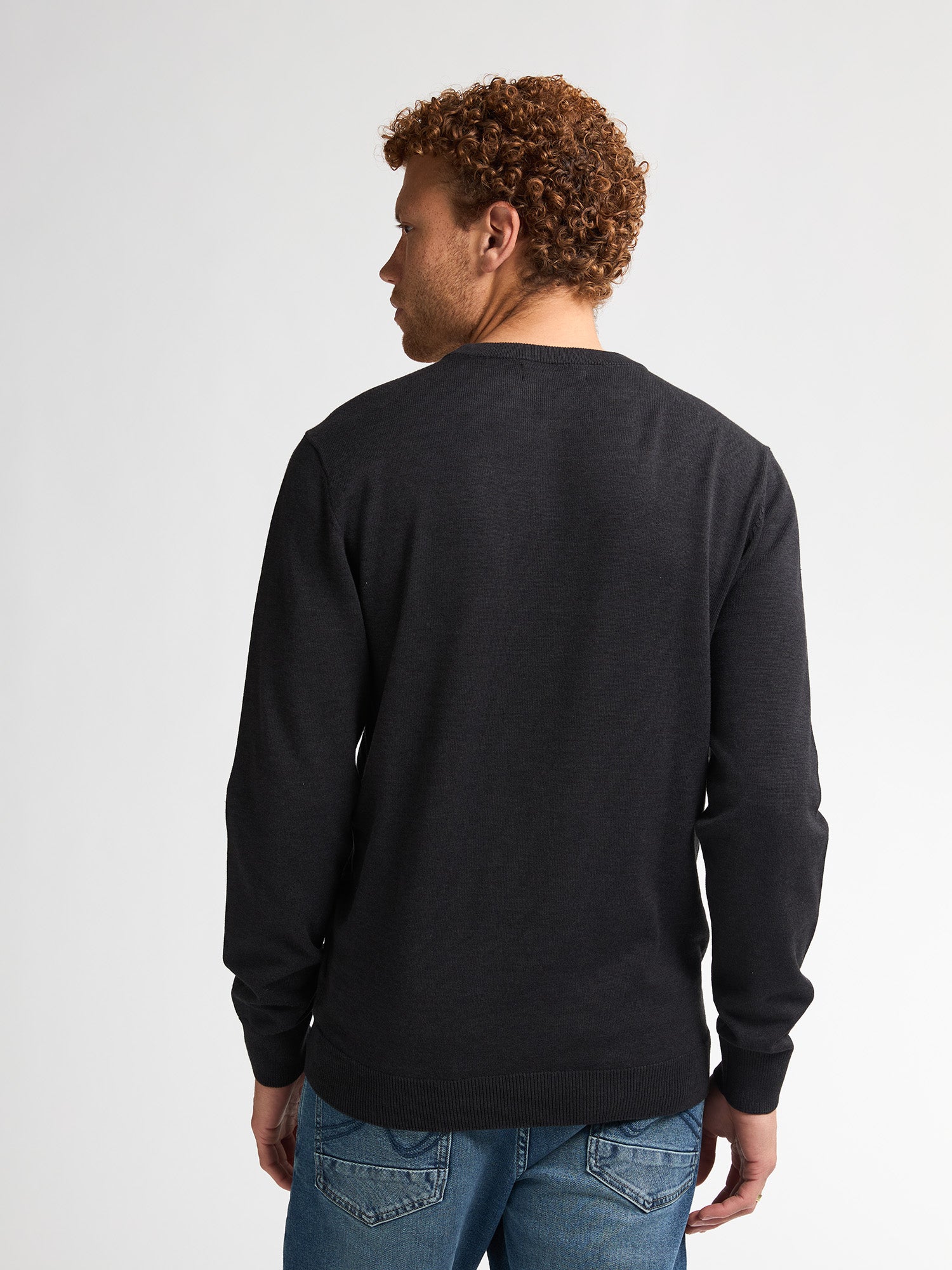 Petrol Industries Men Knitwear Round Neck Basic Regular Fit Deep Black