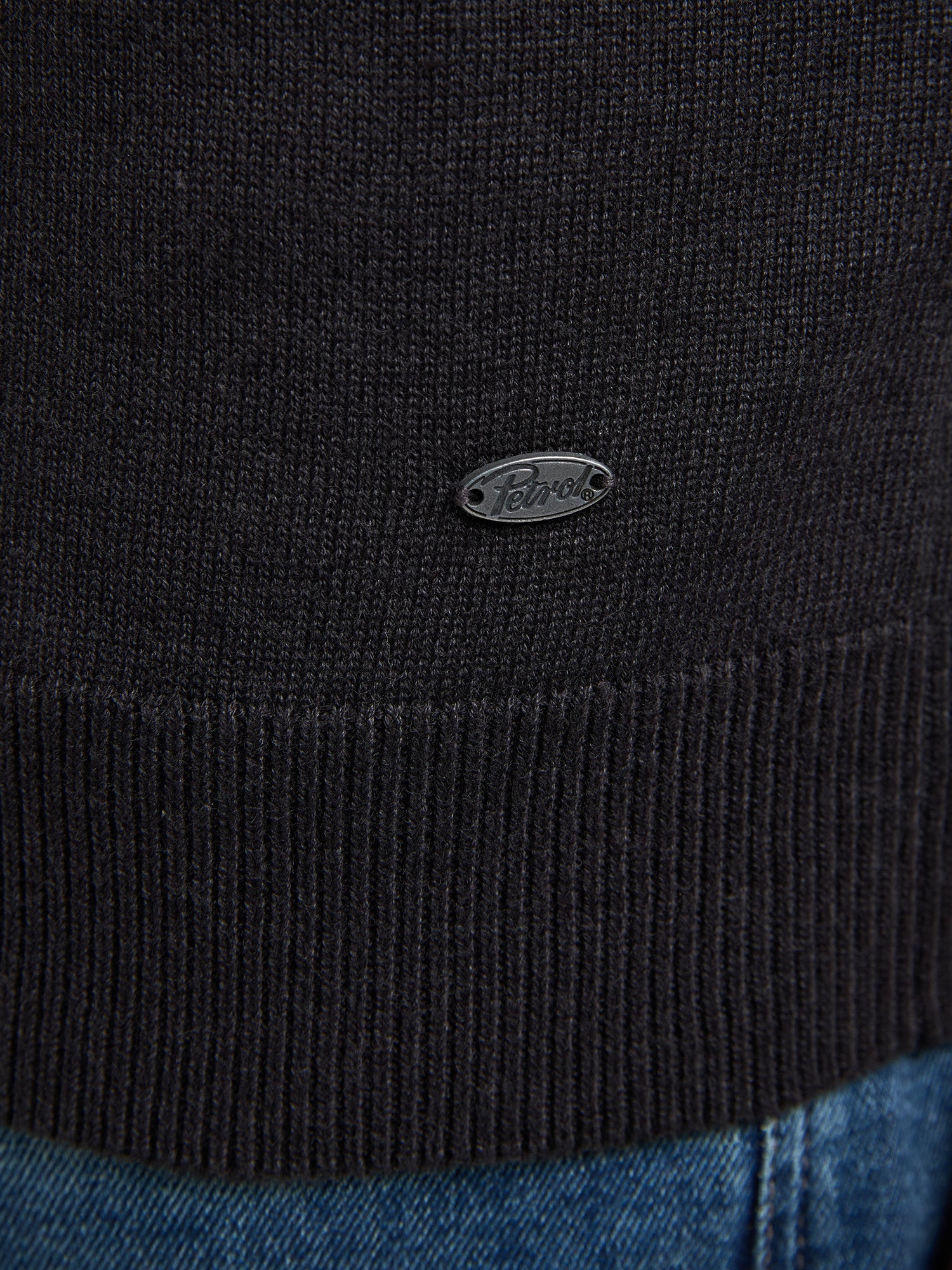 Petrol Industries Men Knitwear Round Neck Basic Regular Fit Deep Black